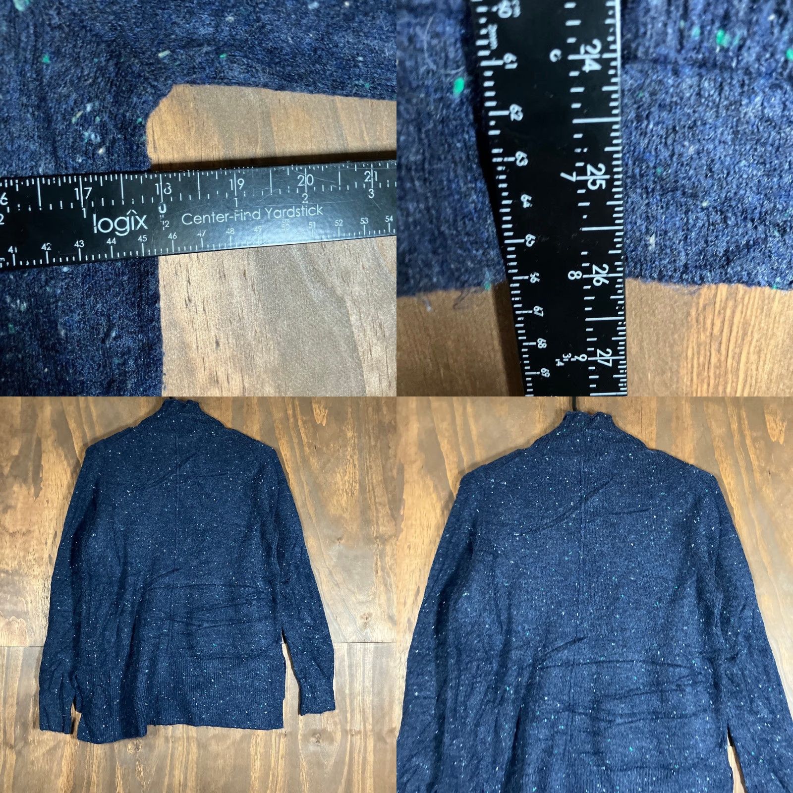 Loft LOFT Sweater Navy Blue Speckled Mock Neck Long Sleeve Small Womens Regular Knit Pullover Fall Winter Casual Workwear Size S / US 4 / IT 40 - 8 Thumbnail