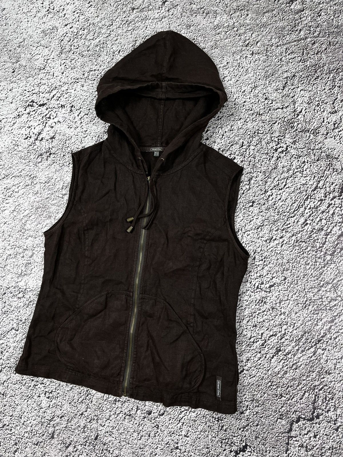 Vintage Vintage Y2K Linen hooded zip up vest Yohji style avantgarde Size L / US 10 / IT 46 - 3 Thumbnail