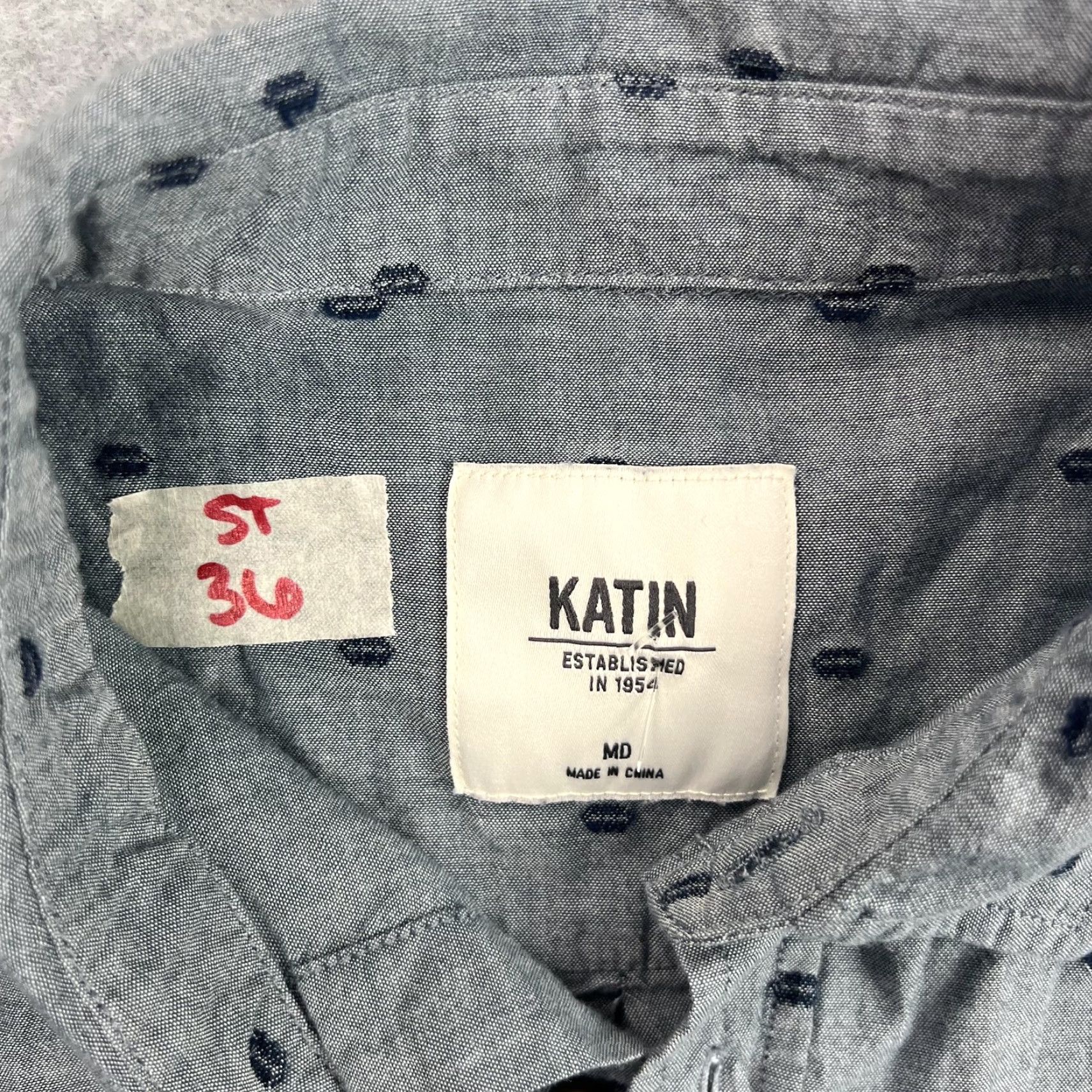 Katin Katin Shirt Mens M Gray Short Sleeve Button Up Casual Preppy Adult Size US M / EU 48-50 / 2 - 5 Thumbnail