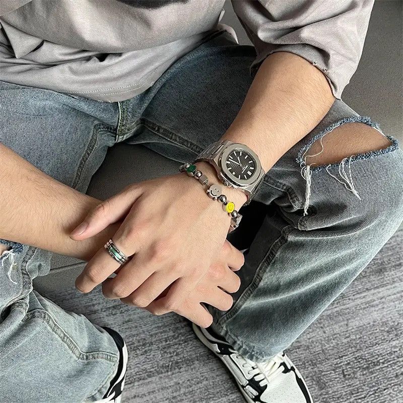 Jewelry Retro punk smile face patchwork bracelet Size ONE SIZE - 3 Thumbnail