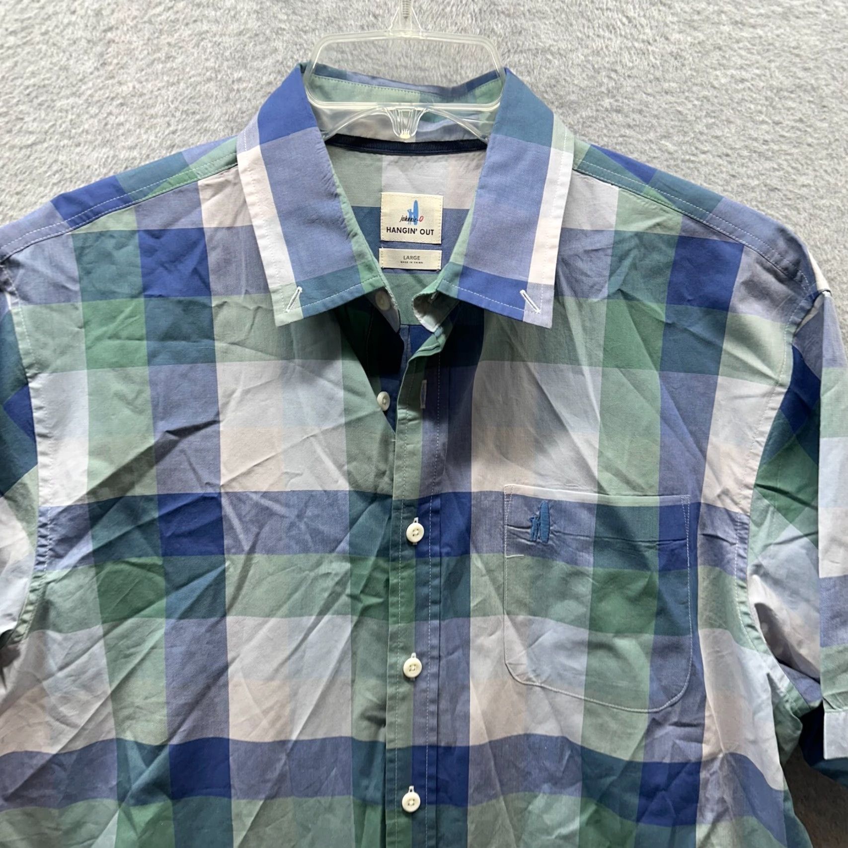 johnnie-O johnnie-O Shirt Adult M Blue Plaid Cotton Short Sleeve Button-Up Casual Mens Size US M / EU 48-50 / 2 - 2 Thumbnail