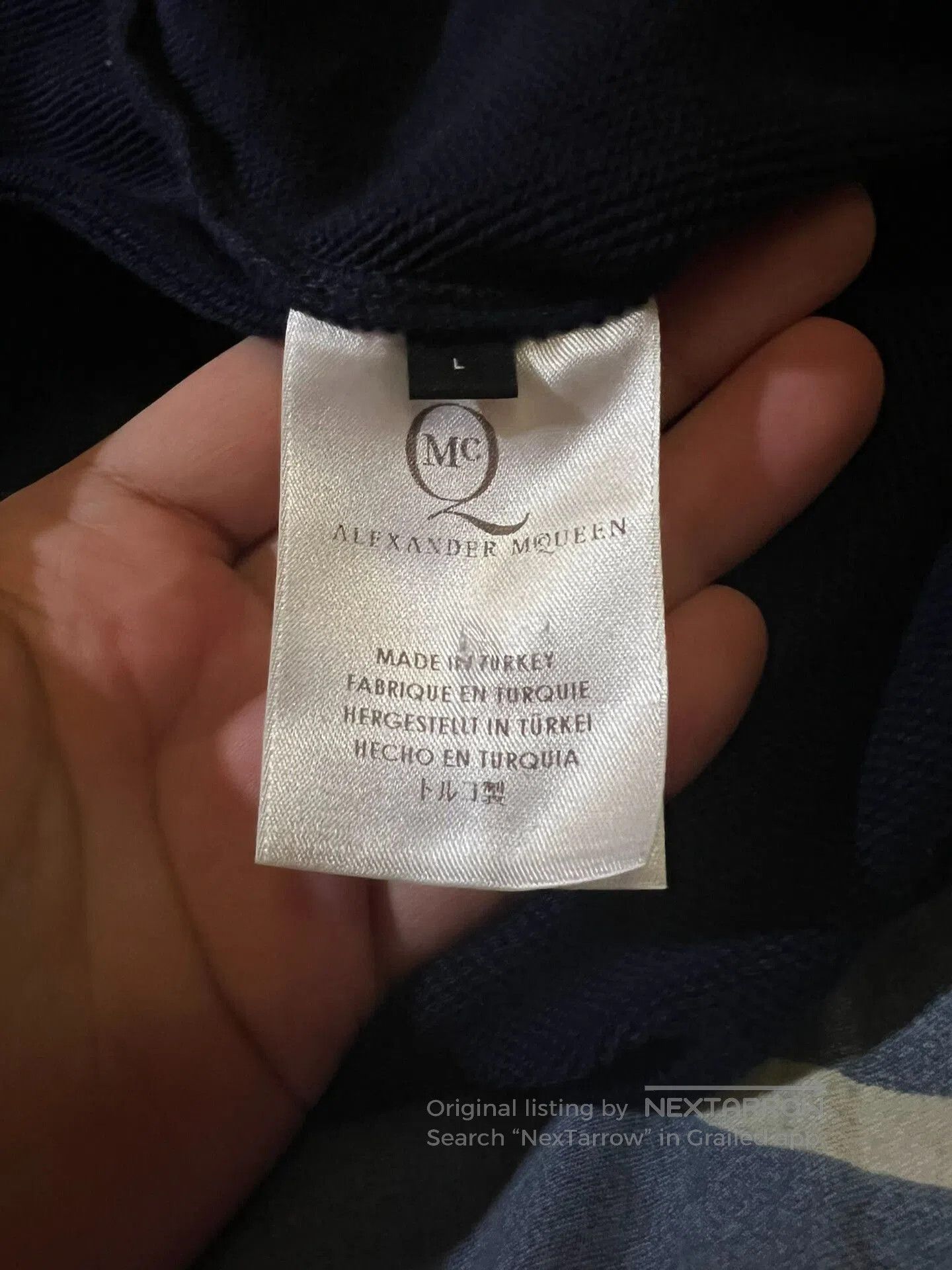 Alexander McQueen mcqueen metallic swallow sweatshirt in navy blue. Size L / US 10 / IT 46 - 5 Thumbnail