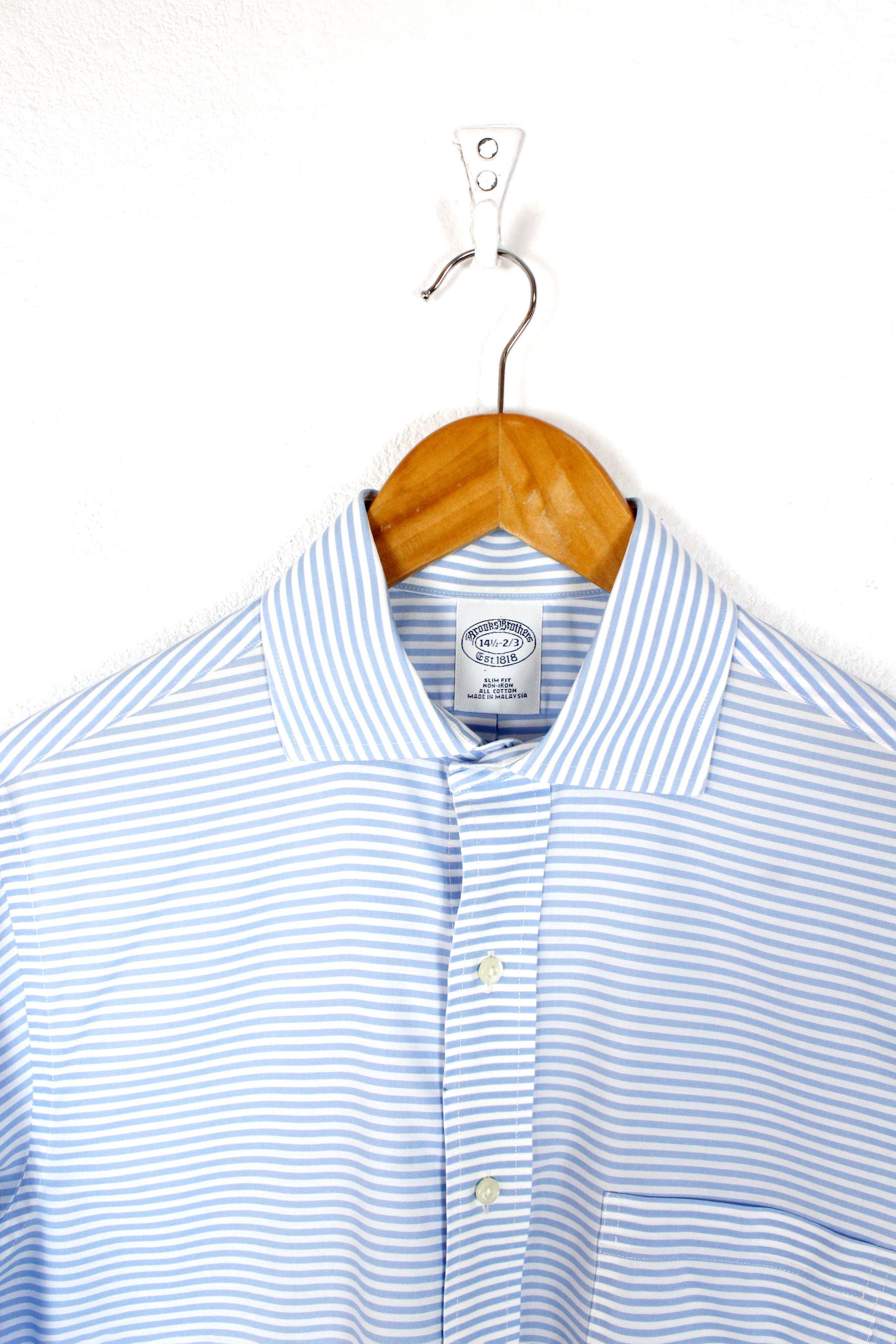 Brooks Brothers Brooks Brothers Blue White Striped Slim Shirt Size US S / EU 44-46 / 1 - 2 Thumbnail