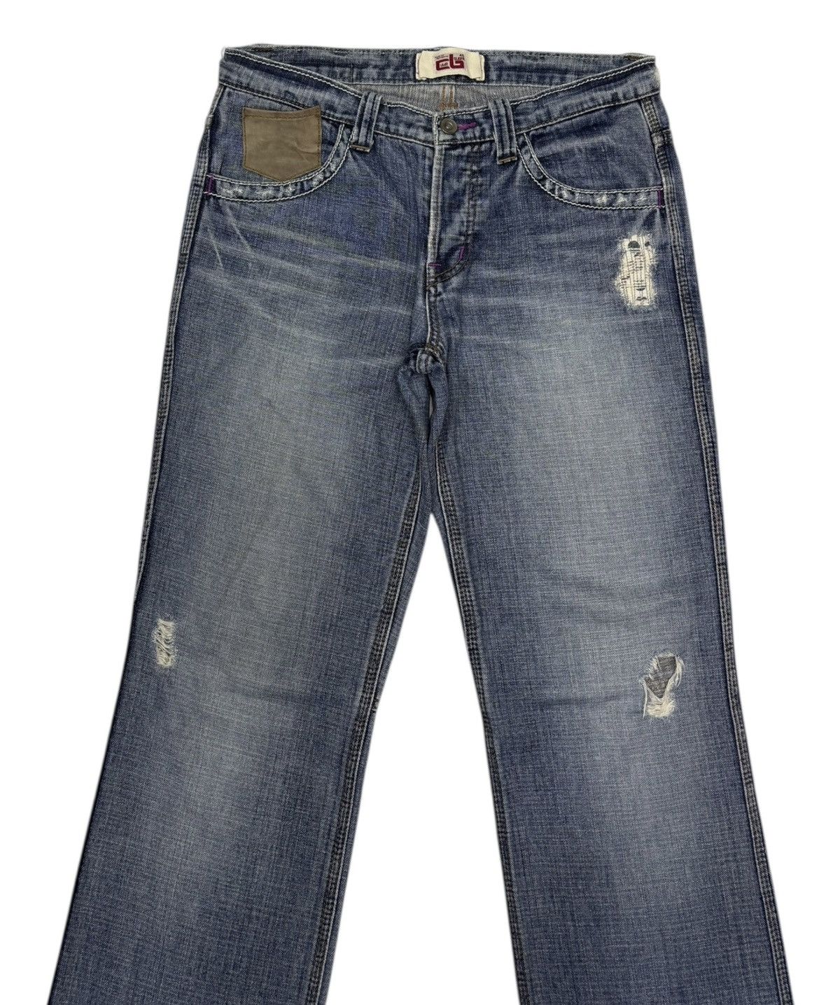 Hysteric Glamour × Le Grande Bleu (L.G.B.) × Tornado Mart Vintage Japanese Rare Pocket Double Cube Sugar Distress Jean Size US 31 - 4 Thumbnail