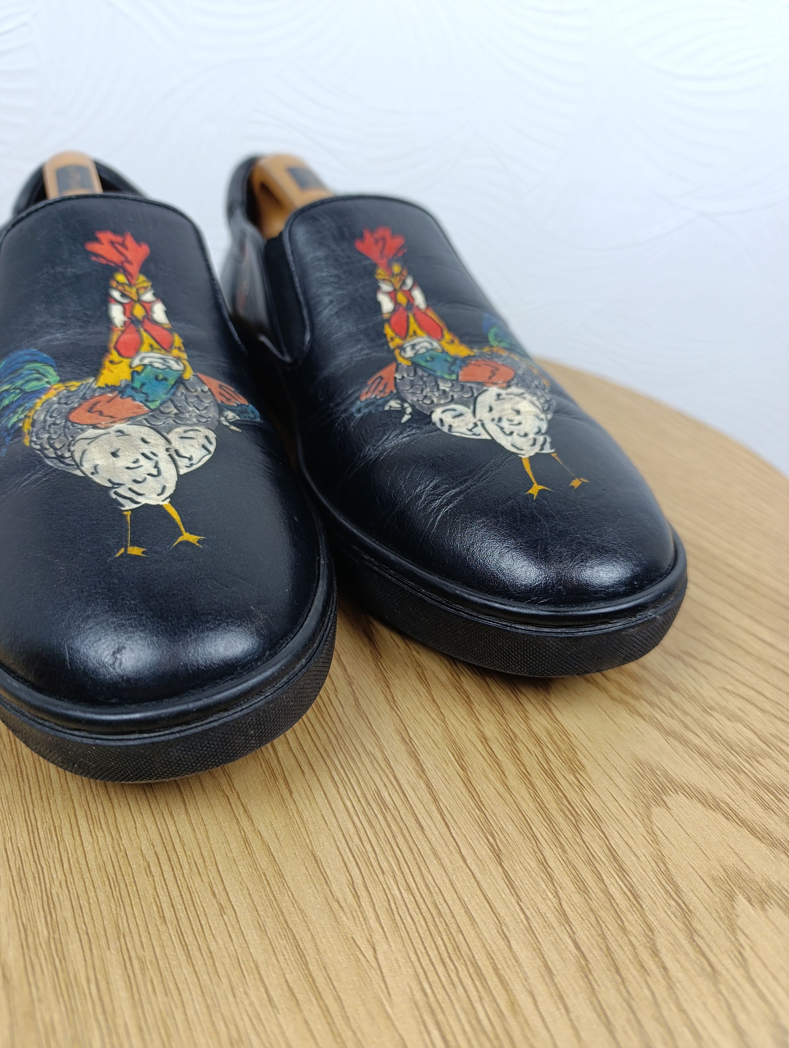 Dolce & Gabbana DOLCE GABBANA COCKEREL PRINT LEATHER SLIP-ON Size US 8 / EU 41 - 10 Thumbnail