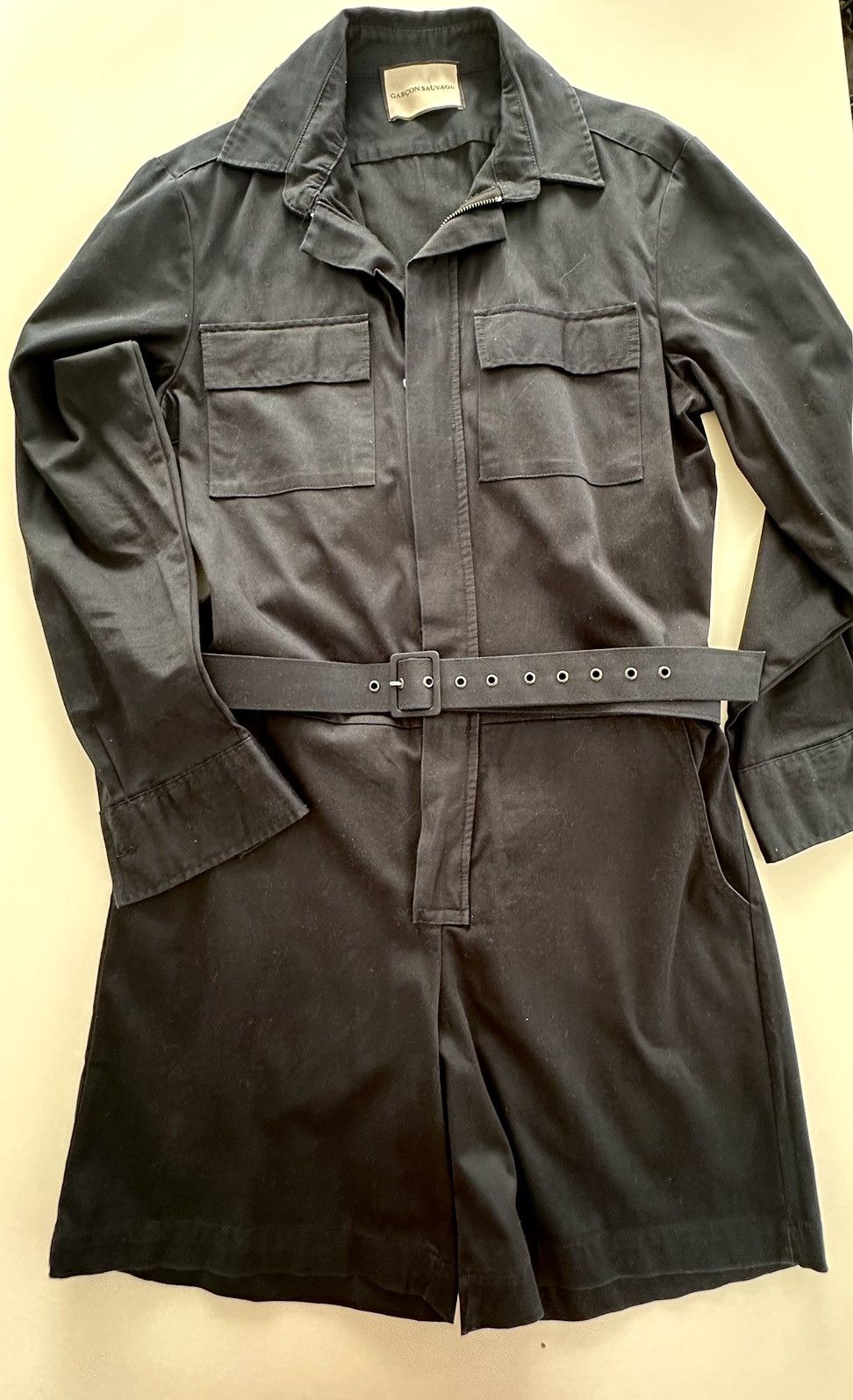 Designer Overall Jumpsuit Shorts Long Sleeve Size US 30 / EU 46 - 1 Thumbnail