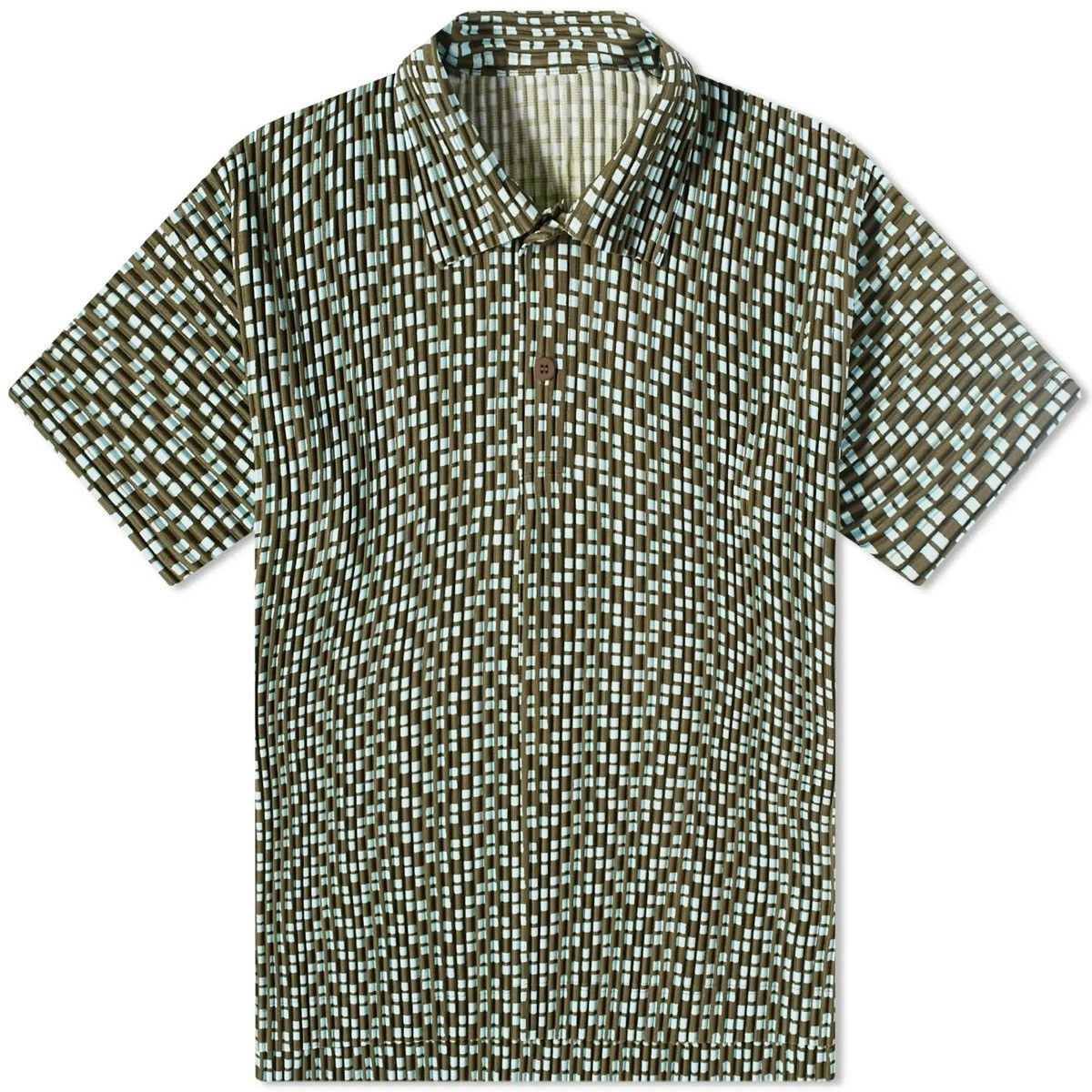 image of Homme Plisse Issey Miyake Homme Plissé Issey Miyake Polo Shirt in Khaki, Men's (Size Medium)