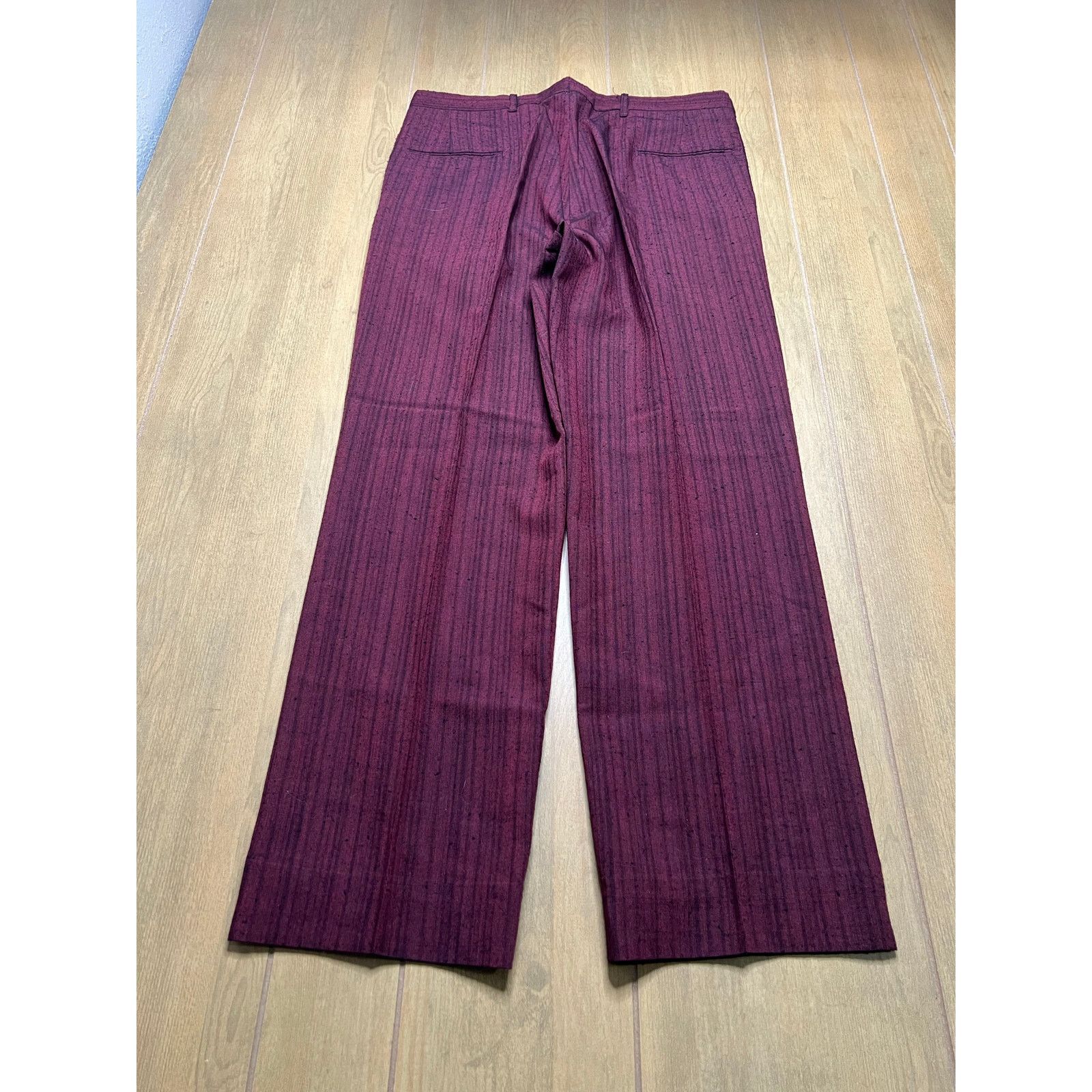 Vintage Vintage 1970s Burgundy Slub Trousers Talon USA Sz 35x31 Size US 35 - 2 Thumbnail