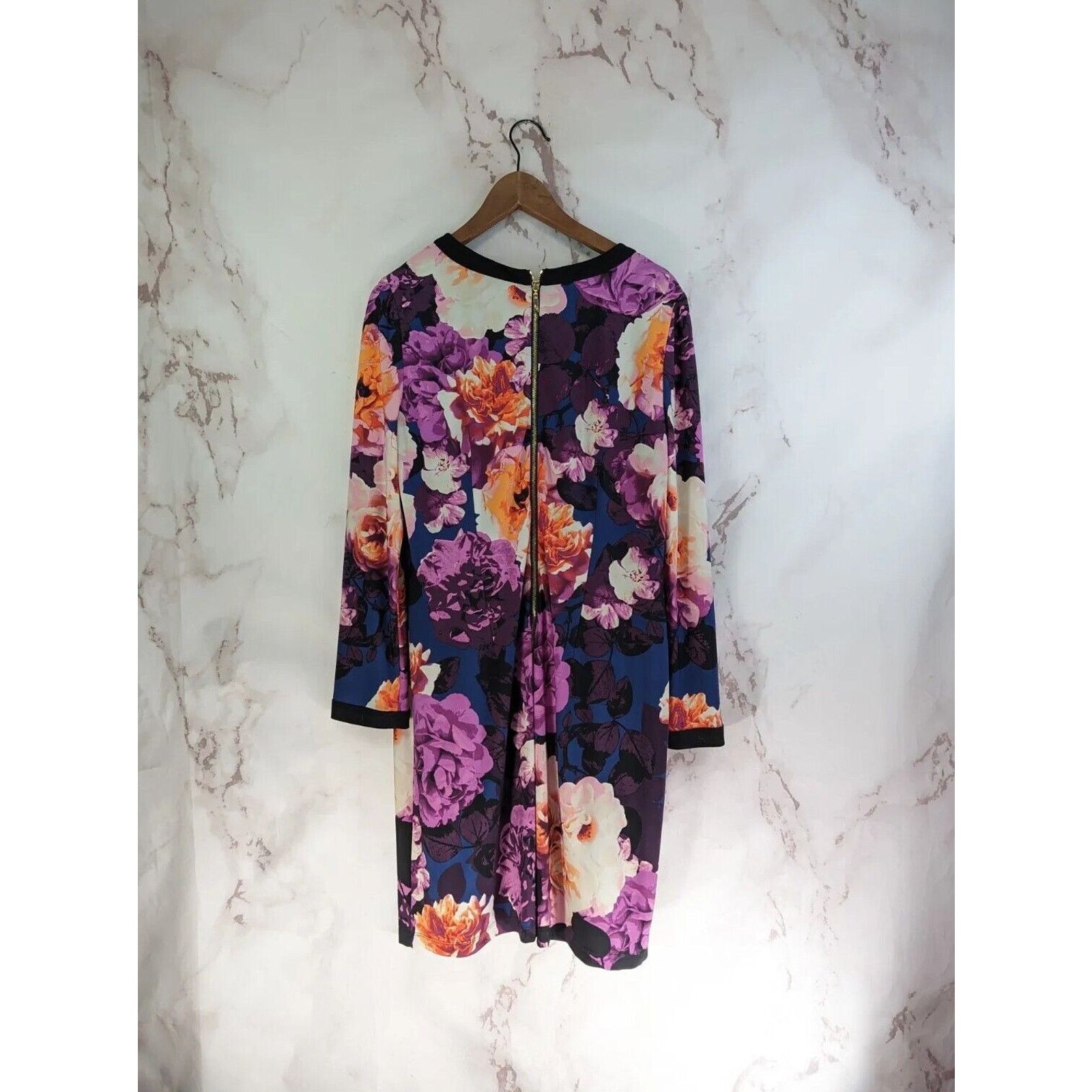 Nordstrom Eliza J Dress Women 14 Large Purple Floral Shift Size XL / US 12-14 / IT 48-50 - 5 Thumbnail