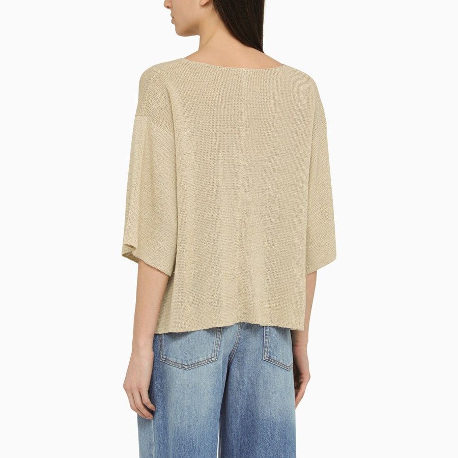The Row o1d2blof1024 Linen Crew-Neck Sweater in Beige Size S / US 4 / IT 40 - 3 Thumbnail