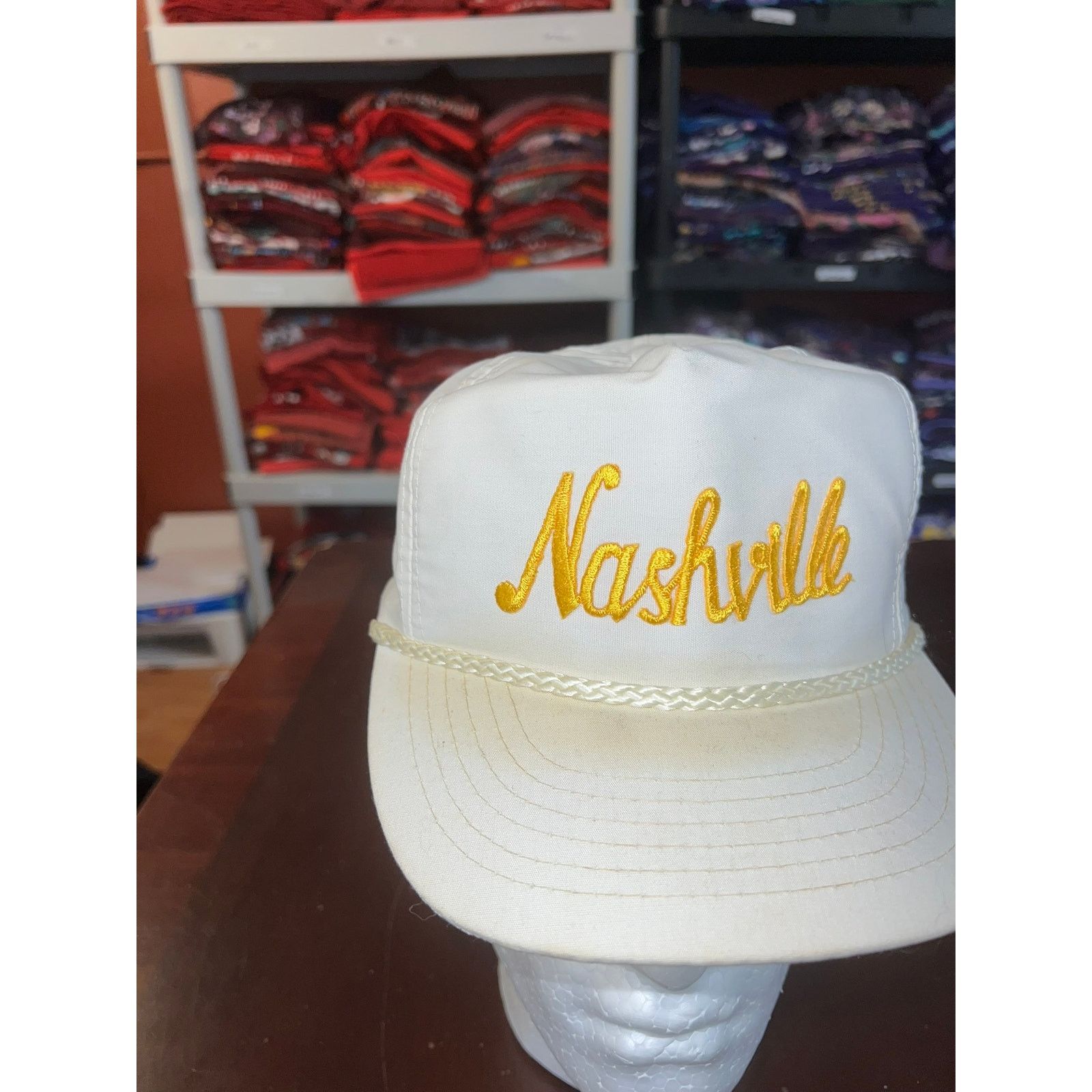 Vintage Vintage Nashville Hat TN Tennessee White Gold Roper Snapback Size ONE SIZE - 2 Thumbnail