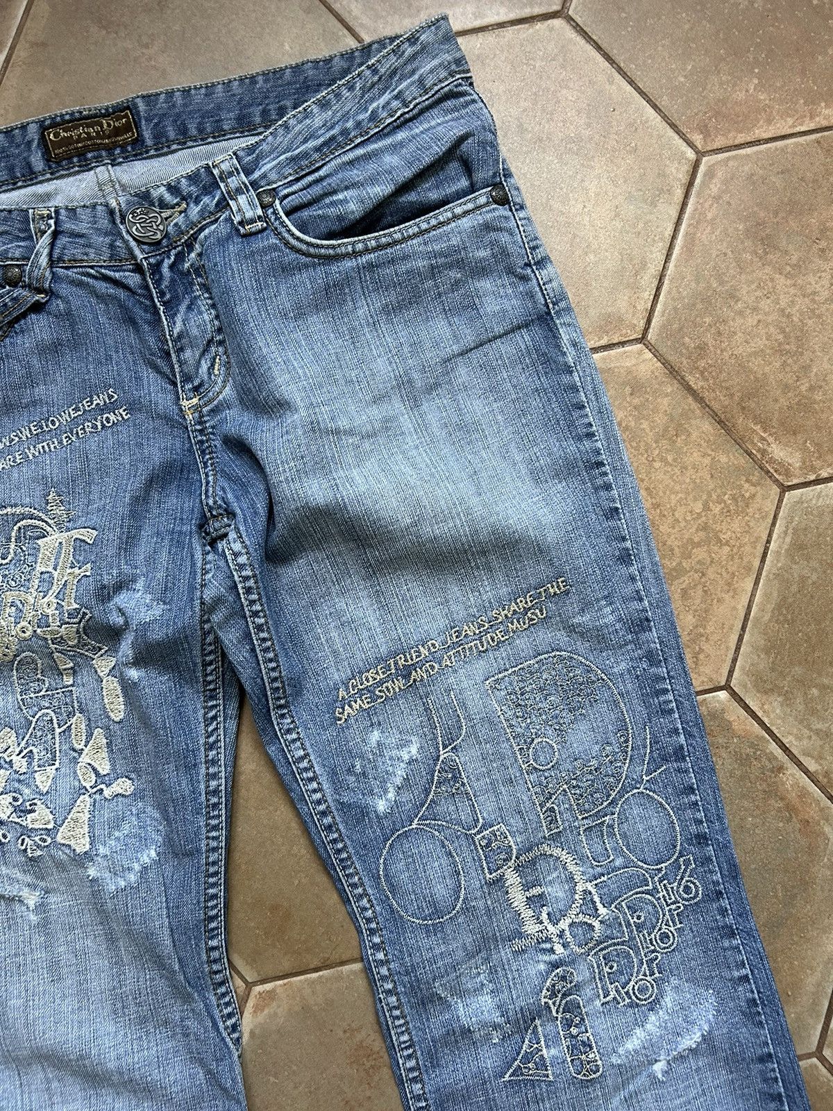 Designer × Vintage Christian Dior style print jeans denim John Galliano Size 26" / US 2 / IT 38 - 4 Thumbnail