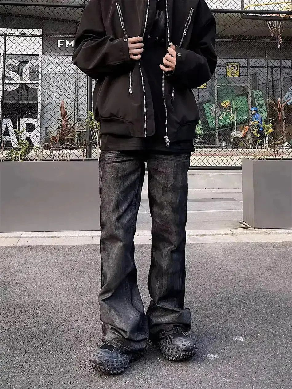 Japanese Brand Heavyweight washed and waxed micro flare jeans Size US 32 / EU 48 - 1 Thumbnail