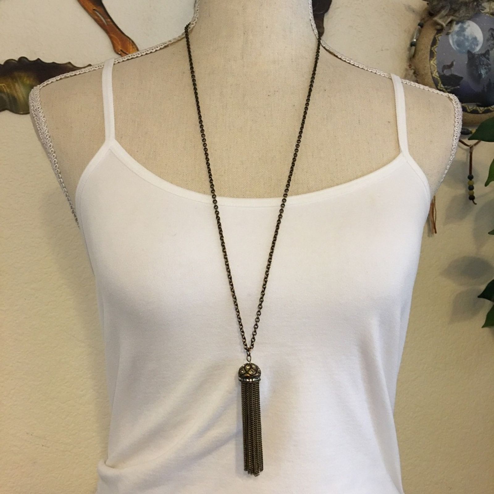 J.Crew J Crew acorn chain tassel rhinestone necklace Size ONE SIZE - 1 Thumbnail