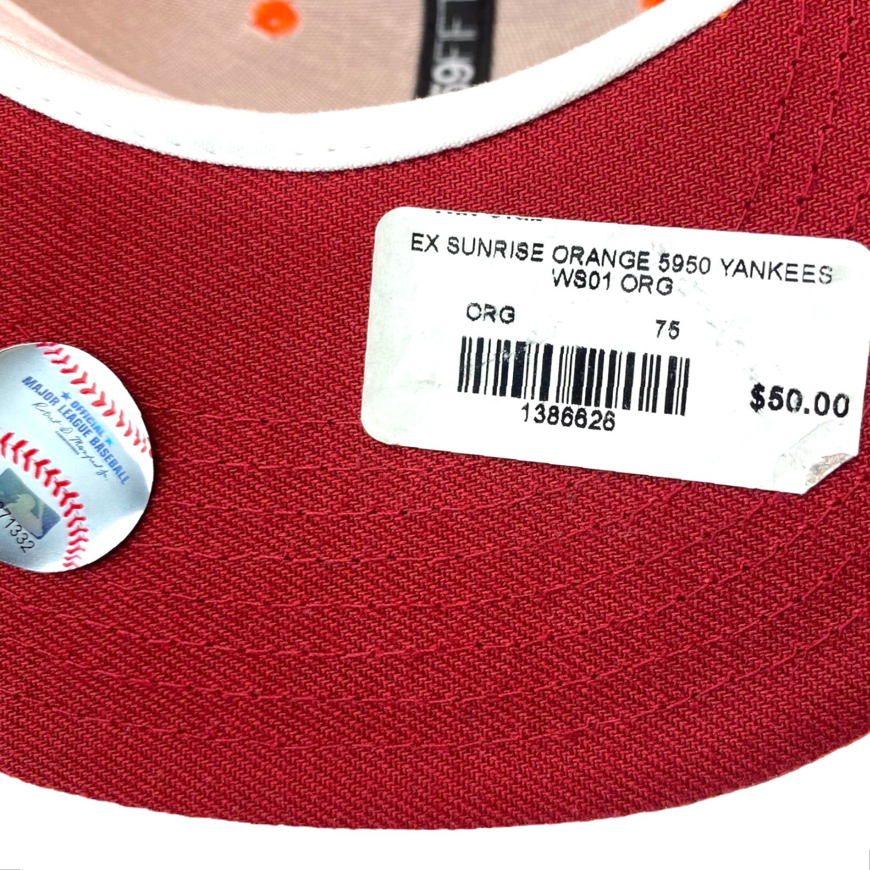 New Era HAT CLUB EXCLUSIVE NEW YORK YANKEES DAYBREAKERS ORANGE RED UV 2001 WS 7 5/8 NY Size ONE SIZE - 6 Thumbnail