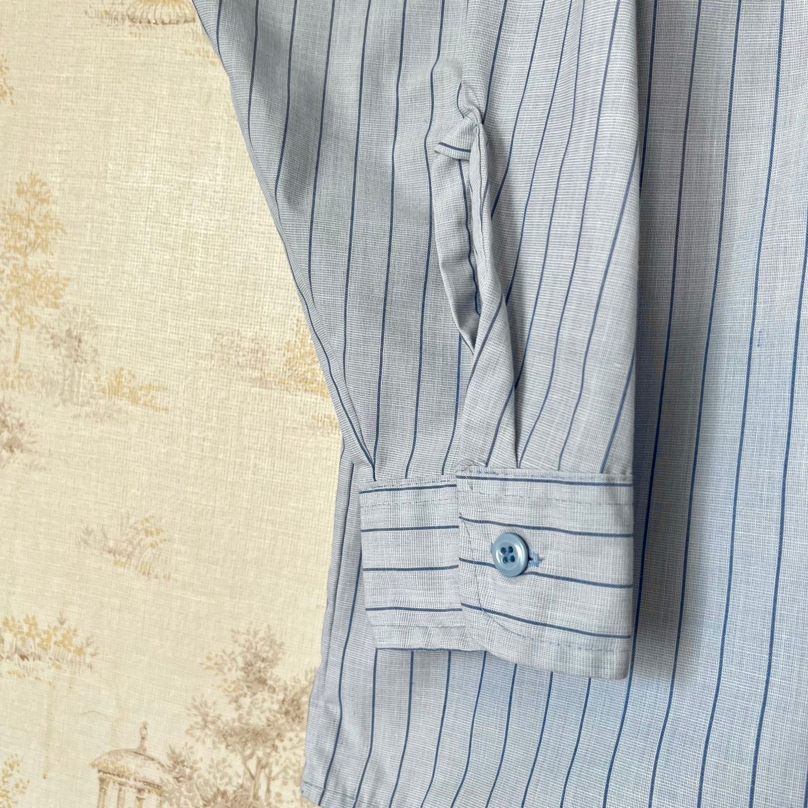Vintage 70s Montgomery Ward Shirt | Blue Striped Button Up | Size M Size US M / EU 48-50 / 2 - 5 Thumbnail