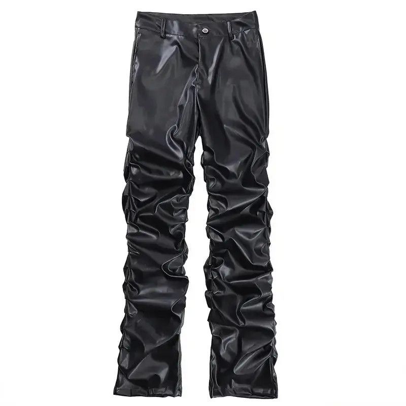 Japanese Brand × Leather Loose Ruched Casual Pu Leather Pants Streetwear Punk Rock Size US 32 / EU 48 - 5 Thumbnail