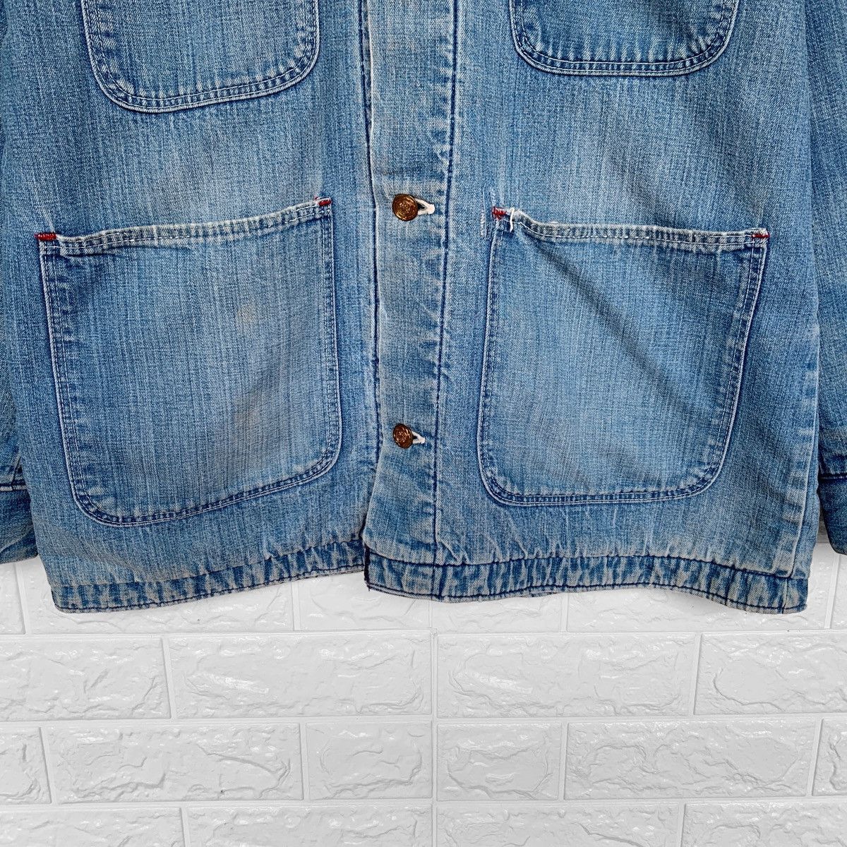 Vintage VINTAGE 1970s WRANGLER DENIM BLANKET LINED CHORE JACKET Size US L / EU 52-54 / 3 - 7 Thumbnail