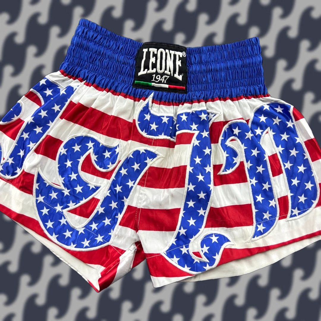 Vintage Leone 1947 USA Team Boxing Shorts Men Sz L Combat Muay Thai Kickboxing MMA Fight Shorts Size US 33 - 1 Thumbnail