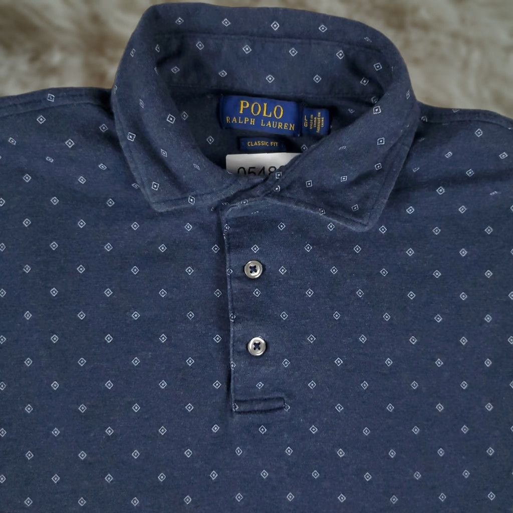 Ralph Lauren Ralph Lauren Polo Shirt Mens L Blue Geometric Pony Casual Short Sleeve Shirt Adult Large Blue Polo Mens Size US L / EU 52-54 / 3 - 1 Thumbnail