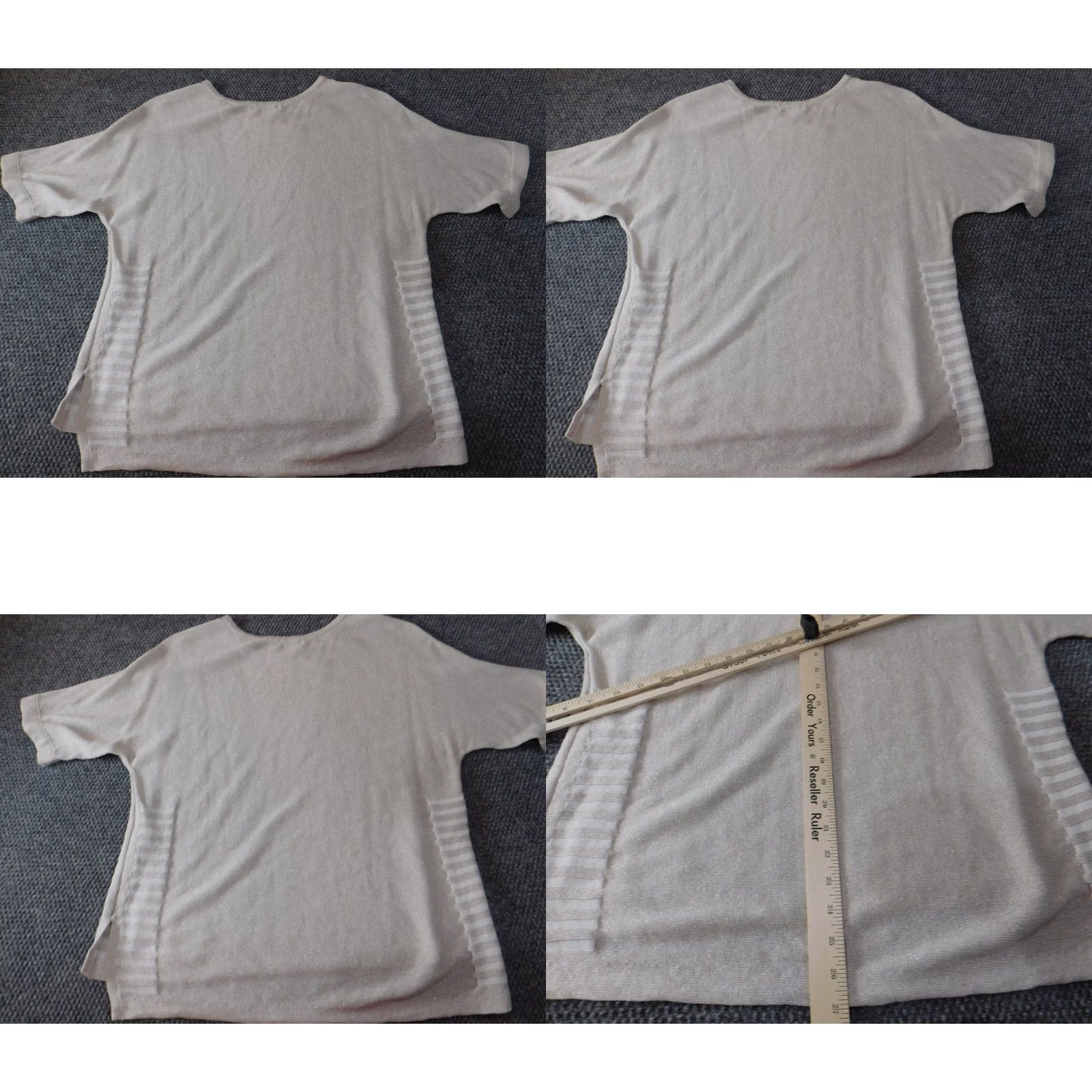 Vintage Chicos Sweater Shirt Womens Regular Beige Knit Pullover Crew Neck Linen Cotton Polyester Short Sleeve Ruffle Designer Vintage No Size XS / US 0-2 / IT 36-38 - 8 Thumbnail