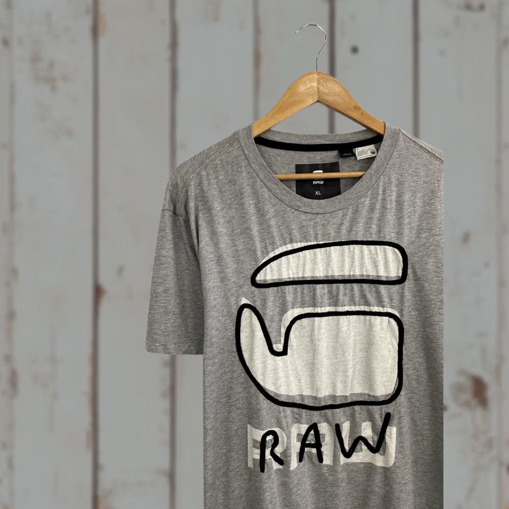 G-Star G Star Raw Big logo t-shirt Mens XL Grey Retro Logo Shirt Size US XL / EU 56 / 4 - 1 Thumbnail