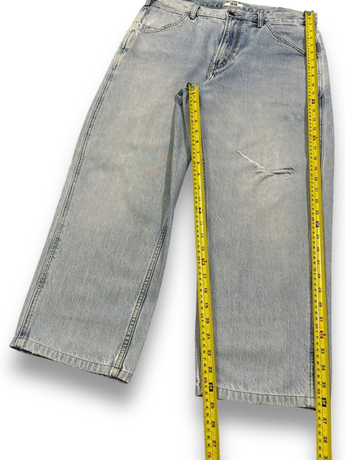 Lemaire × Uniqlo Vintage Lemaire x Uniqlo Baggy Tapered Distressed Jeans Size US 34 / EU 50 - 13 Thumbnail