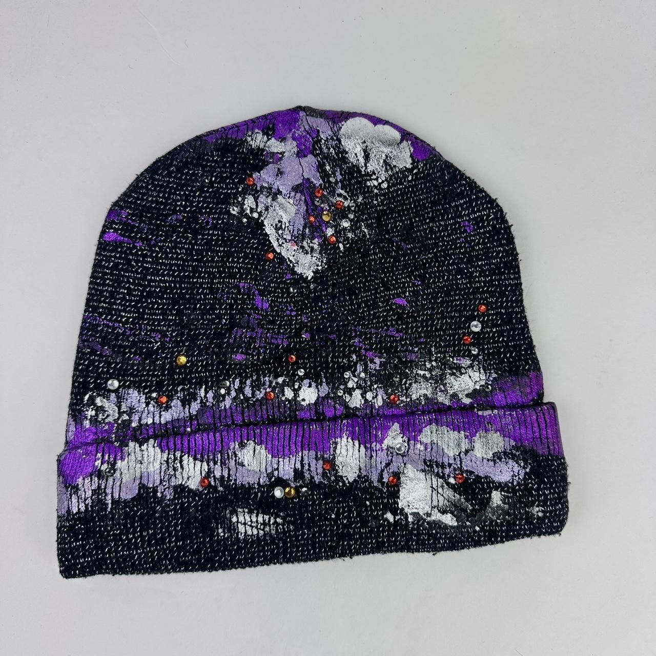 Other ASTROBOI* Black & Purple Metallic Rhinestone Winter Beanie Size ONE SIZE - 4 Thumbnail