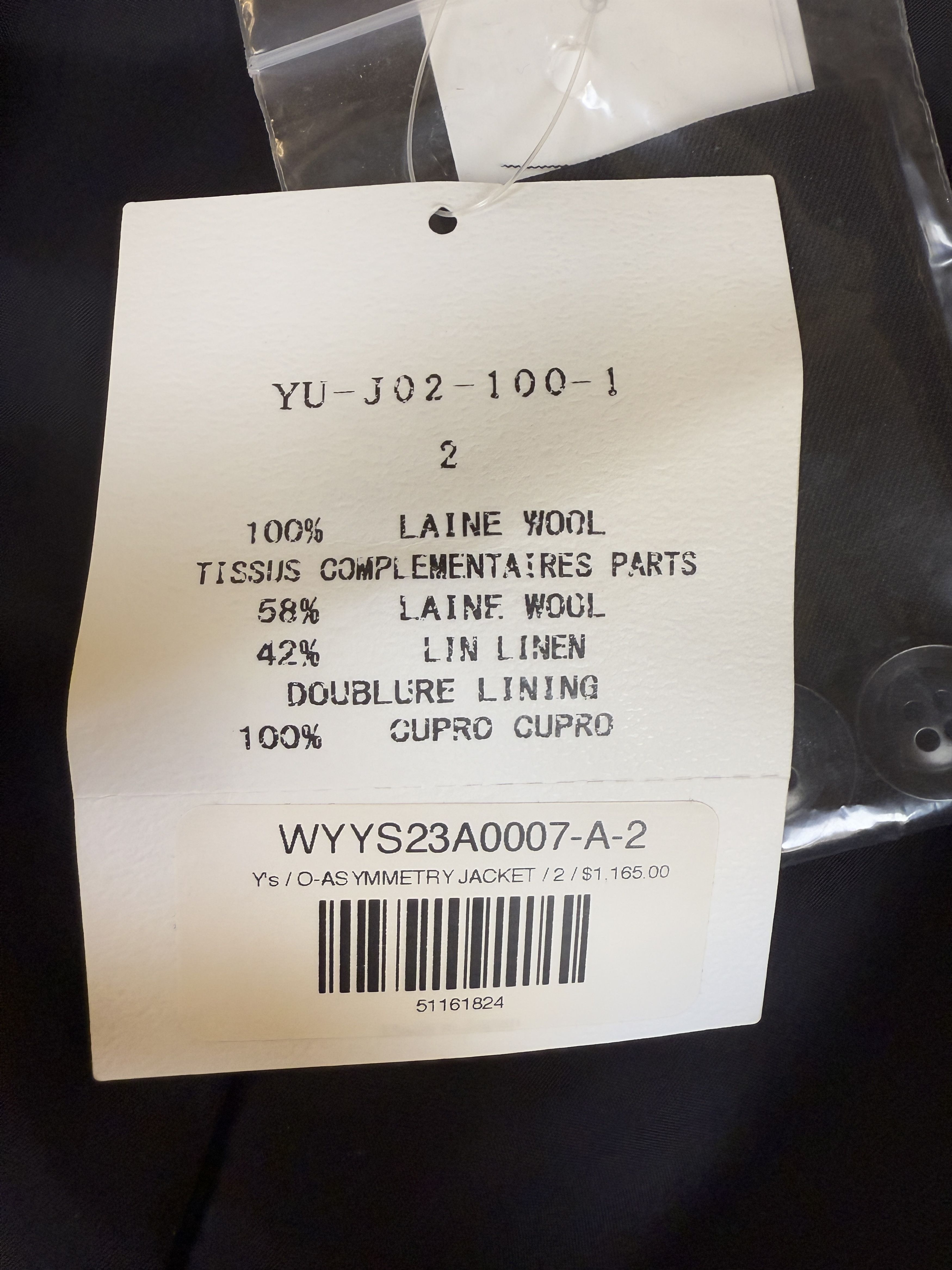 Yohji Yamamoto $1165 NWT Yohji Yamamoto Y's Gabardine Asymmetric Jacket Size US M / EU 48-50 / 2 - 22 Thumbnail