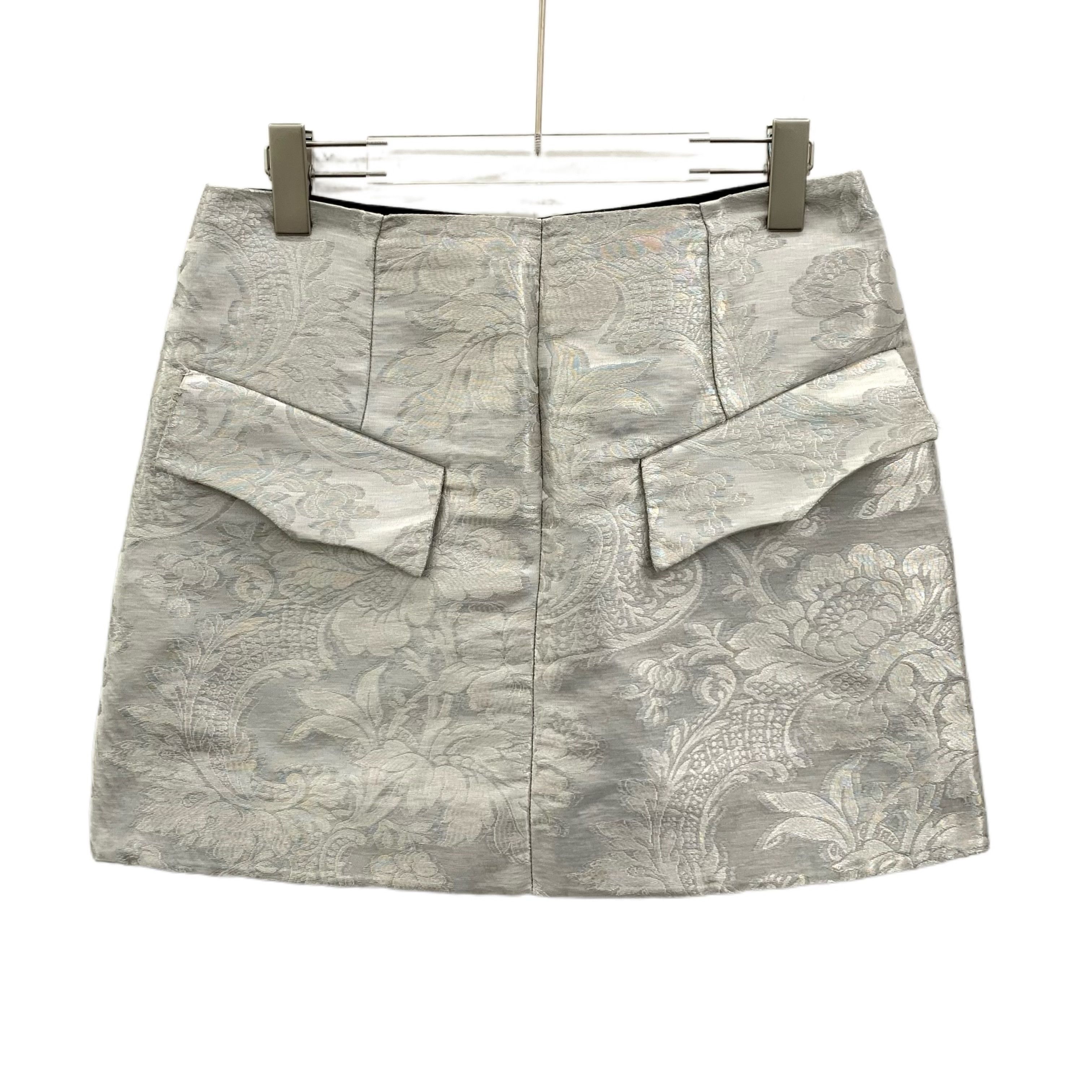 Louis Vuitton Louis Vuitton Floral Skirt Silver (S) Size 26" / US 2 / IT 38 - 1 Thumbnail