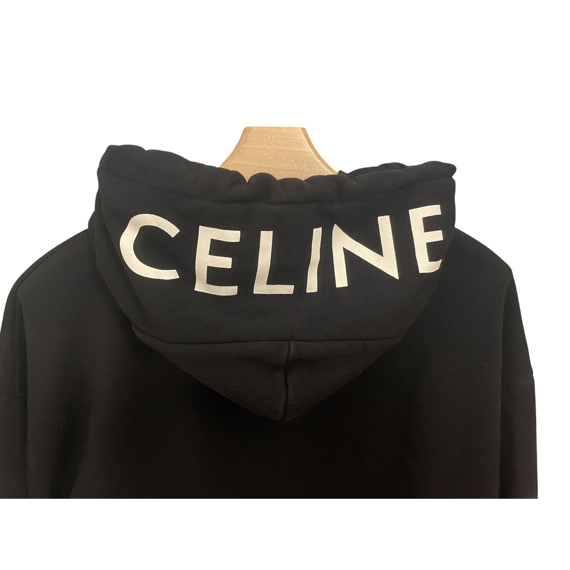 Celine Celine Black Zip-Up Hoodie With Drawstring Hood & Pocket Det Size S / US 4 / IT 40 - 4 Thumbnail