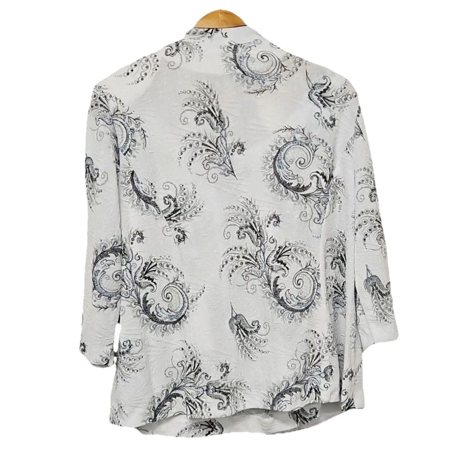 Alex Evenings Alex Evenings 2Pc Beaded Jacket Top Set Blazer Open Front Hip Length Black White Paisley L Womens Formal Set Size L / US 10 / IT 46 - 5 Thumbnail