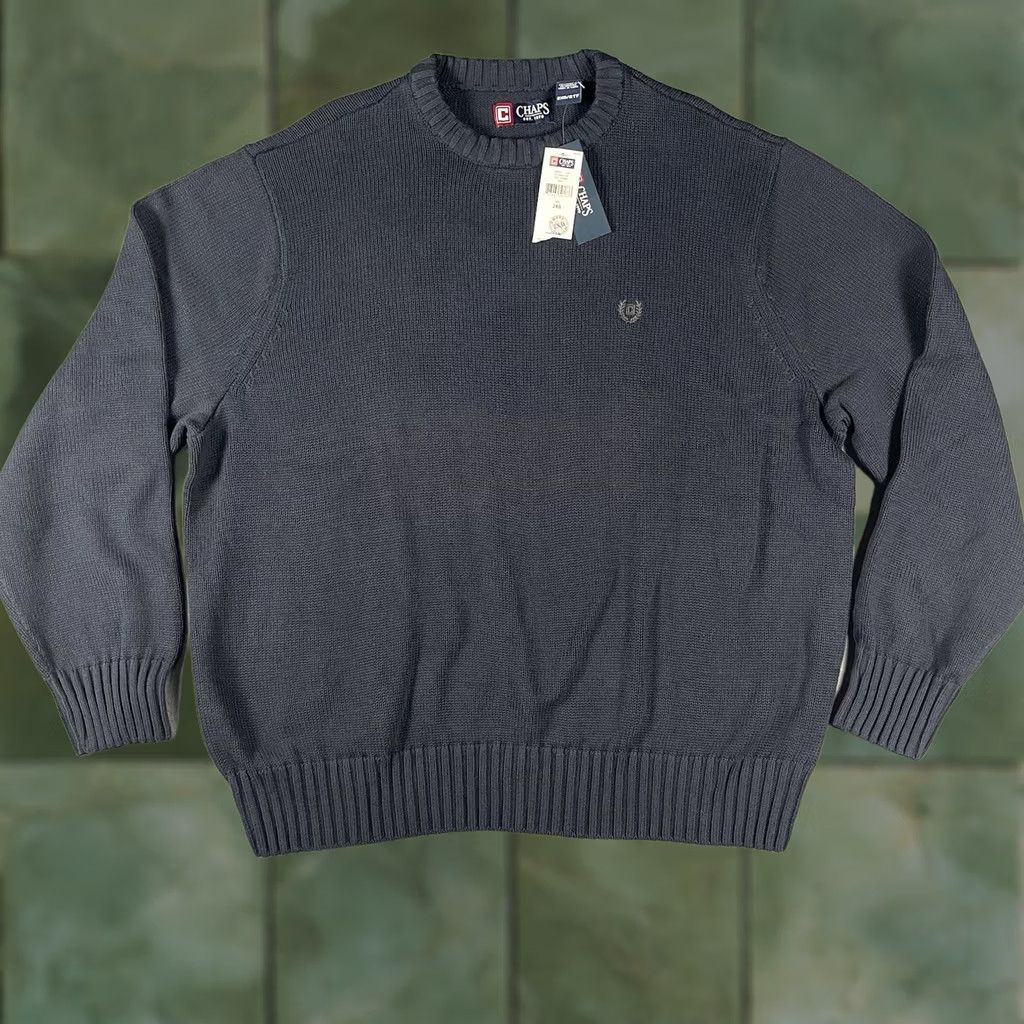 Chaps Chaps Sweater Shirt Knit Round Neck Embroidered Logo Cotton Pullover Adult 2XB Big & Tall Black NWT Men Size US XXL / EU 58 / 5 - 1 Thumbnail