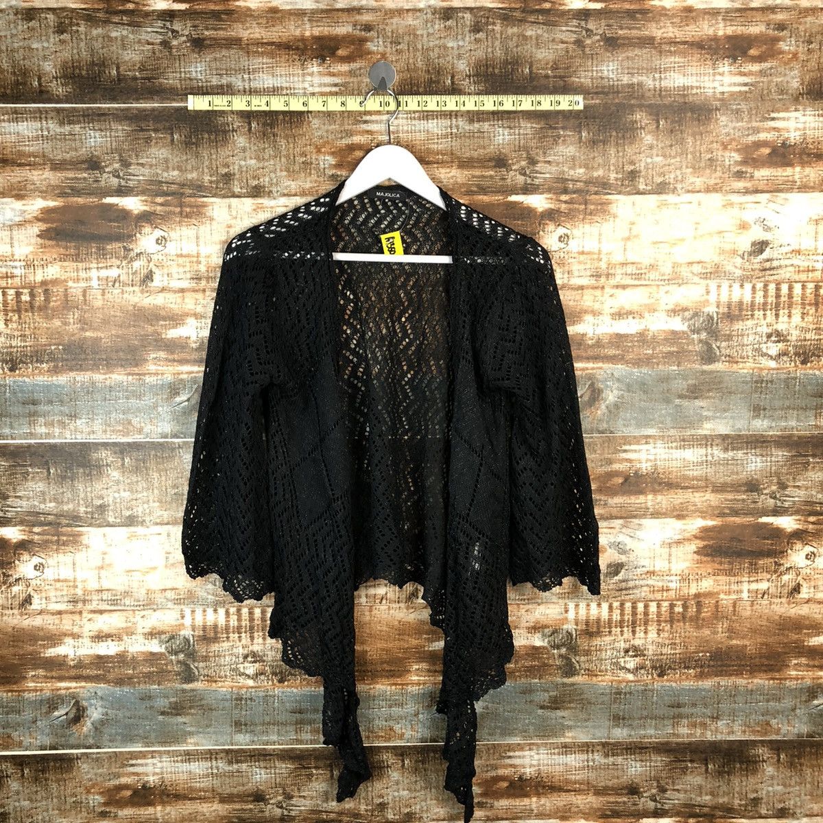 Homespun Knitwear × Japanese Brand Majolica Black Cardigan crochet meshnet Knitwear #A1350 Size M / US 6-8 / IT 42-44 - 1 Thumbnail