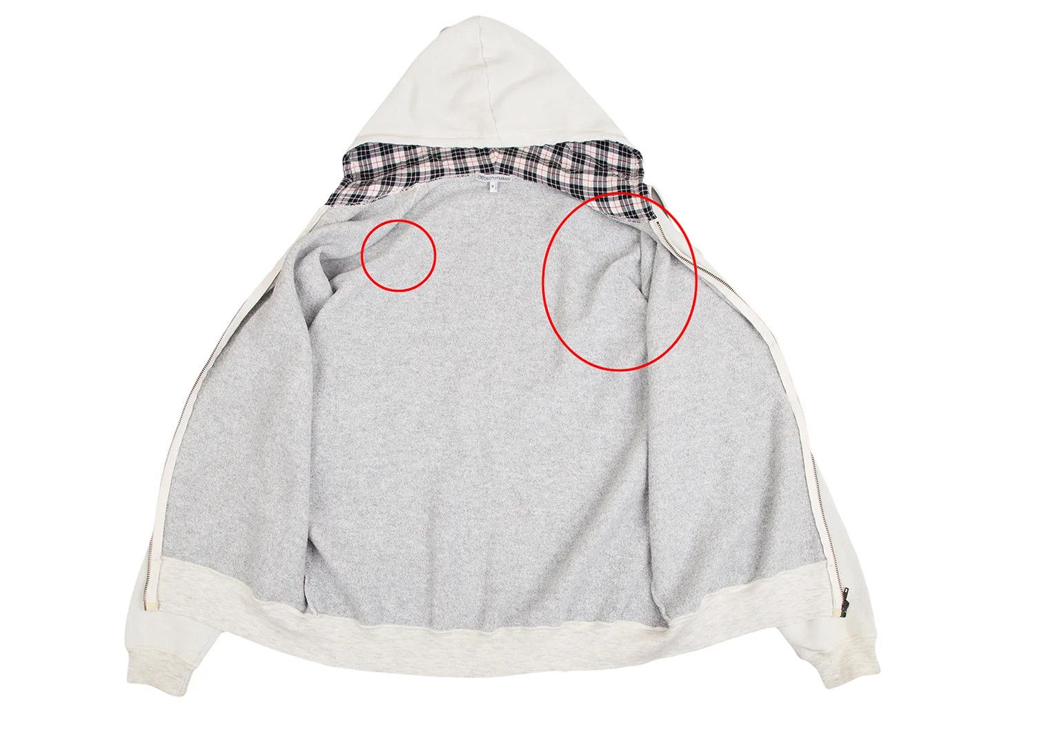 Emporio Armani Cotton Rayon Back Print Zip-Up Hoodie Off White M Size US M / EU 48-50 / 2 - 15 Thumbnail