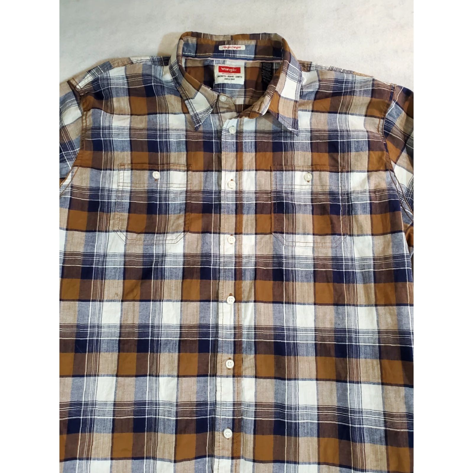 Wrangler Wrangler Shirt Mens 2XL Button-Up Plaid Casual Cotton Spandex Western Signature Wrangler Wrancher Button-Down Collar Over All Seasons Size US XXL / EU 58 / 5 - 2 Thumbnail