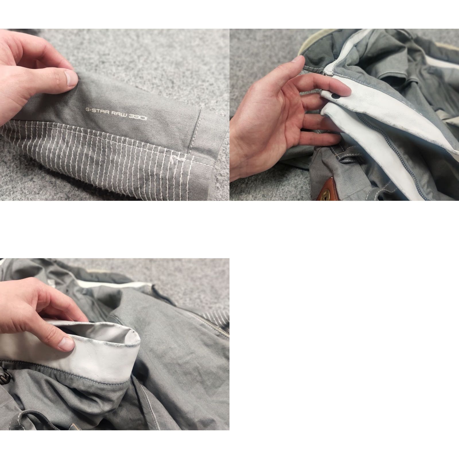 G-Star VINTAGE G Star Raw Gunner Logo Zip Pocket Waxed Gray Cotton Biker Jacket M Women Gray Waxed Logo Pockets 90s Style Mens Ladies Size M / US 6-8 / IT 42-44 - 11 Thumbnail