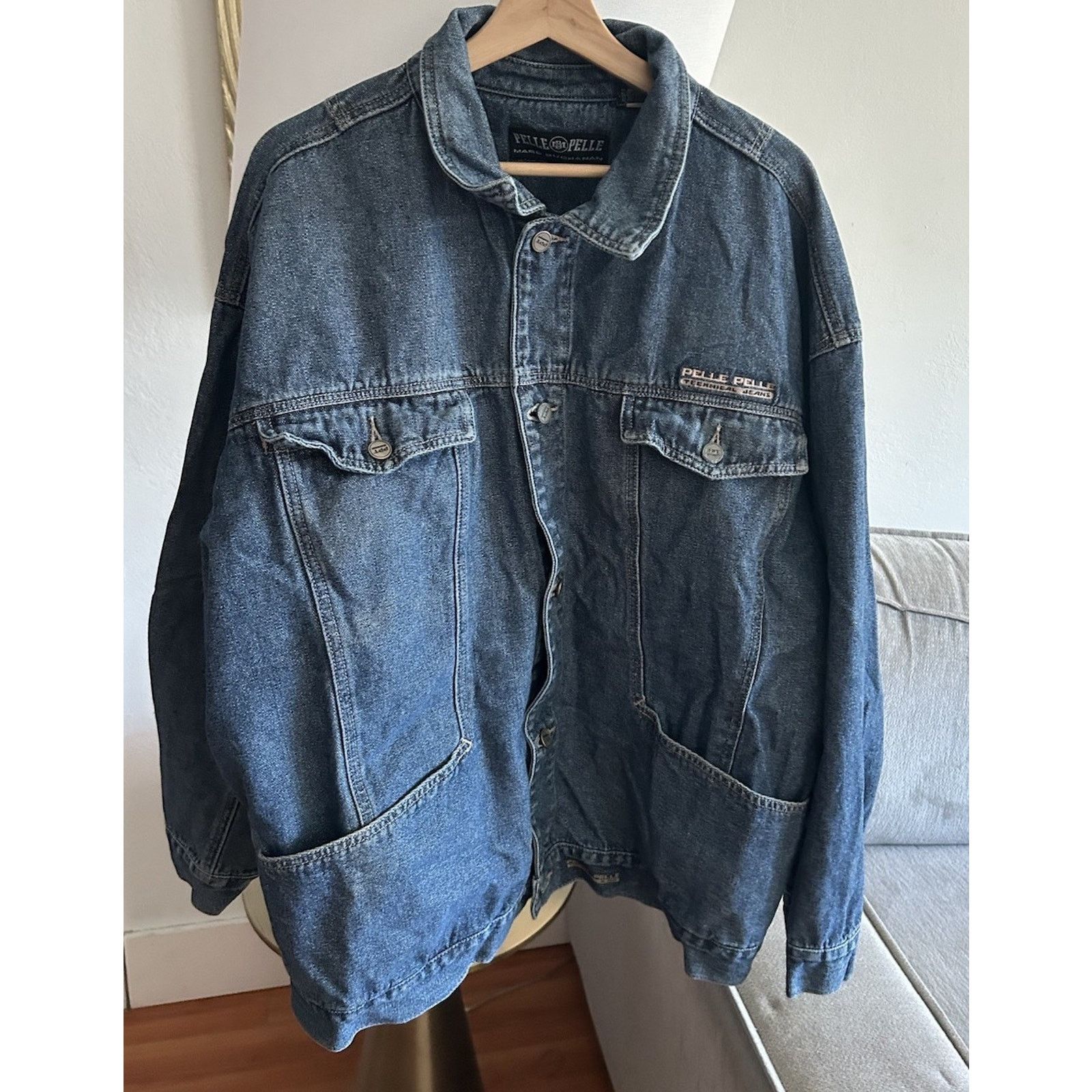PELLE PELLE Marc Buchanan Y2K Denim Jacket XXL Blue Trucker