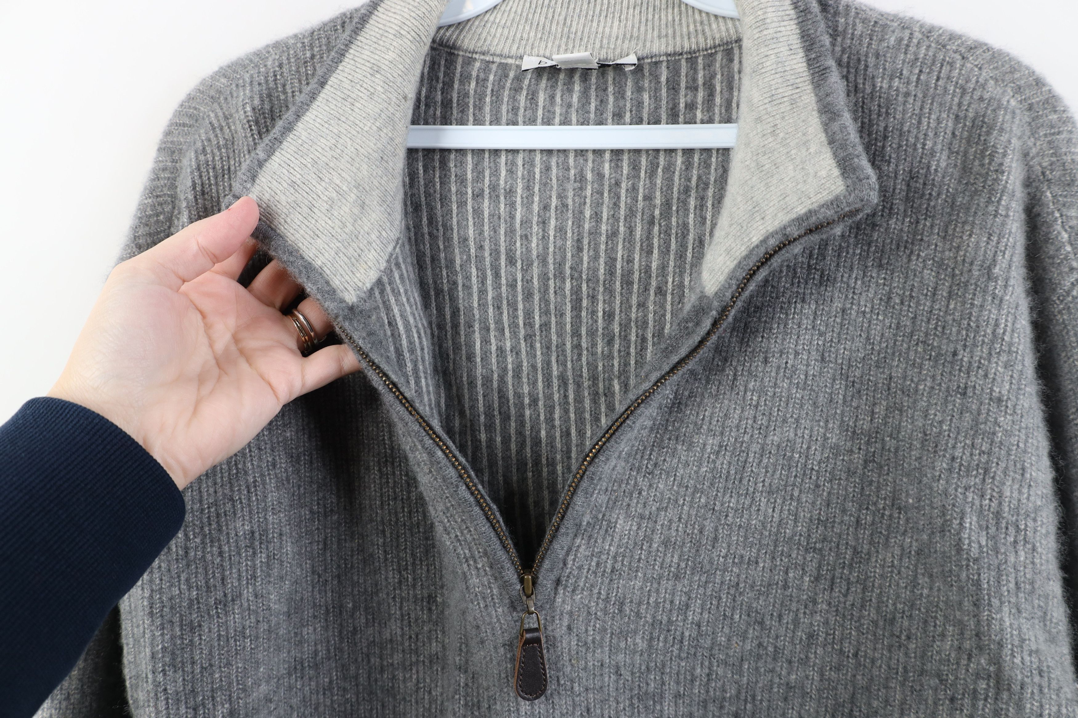 Vintage Vintage Y2K Streetwear Cashmere Ribbed Knit Half Zip Sweater Size US L / EU 52-54 / 3 - 6 Thumbnail