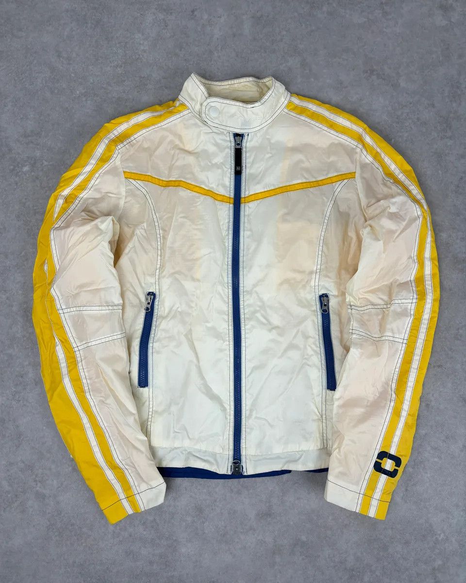 Armani 2000s Armani Cream Nylon Yellow Stripe Windbreaker Jacket Size US L / EU 52-54 / 3 - 1 Thumbnail