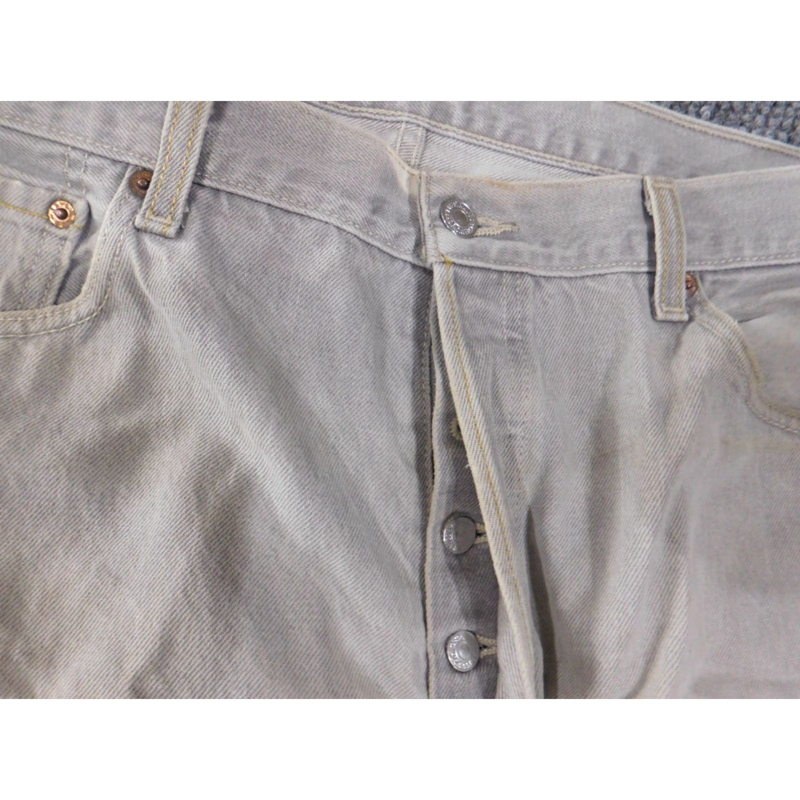 Levi's Levis 501 Jeans Mens 38x32 Gray Denim Straight Fit Retro Classic 501 Model Zipper Pocket Inseam 32" Regular Rise Mid Size US 38 / EU 54 - 5 Thumbnail