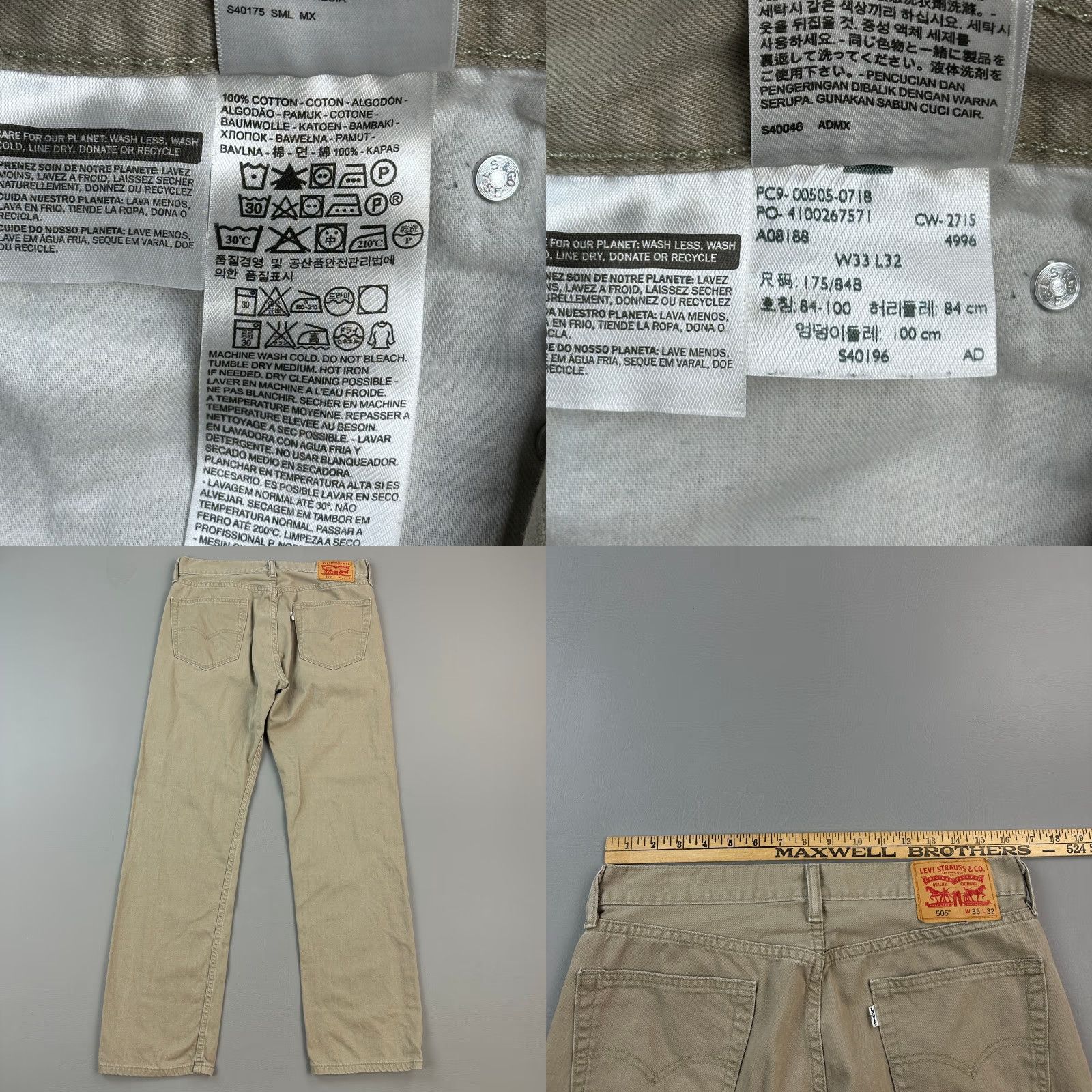 Levi's VINTAGE Levi's Pants Mens 33x32 33x31 Tan Regular Straight White Tab Casual Size US 33 - 8 Thumbnail