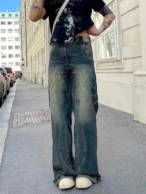 VIBE Baggy retro jeans casual loose hip-hop Y2k wide leg trousers Size US 32 / EU 48 - 2 Thumbnail