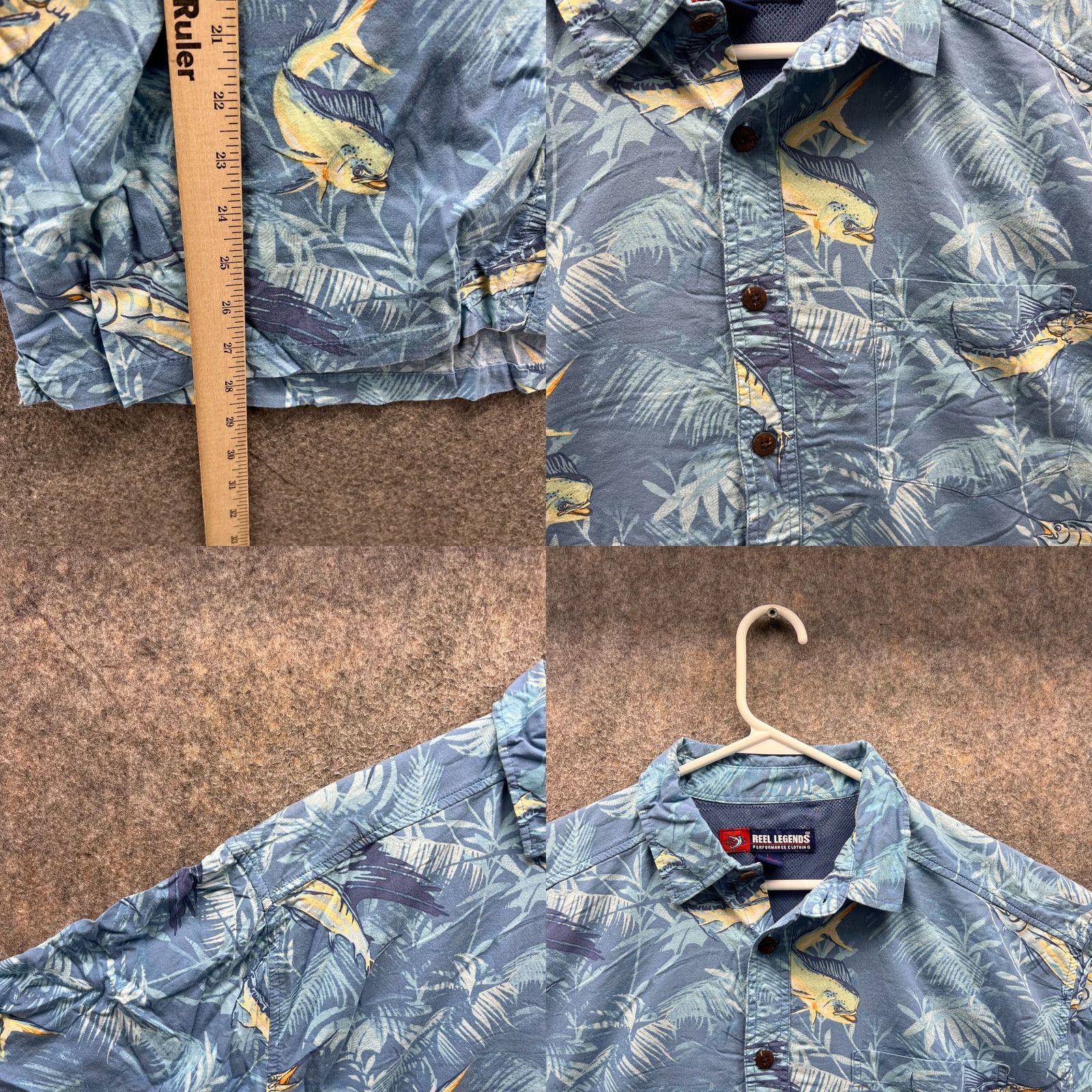 Vintage Reel legends Shirt Men L Blue Floral Hawaiian Button-Up Collared Short Sleeve Vintage: No Size US L / EU 52-54 / 3 - 8 Thumbnail