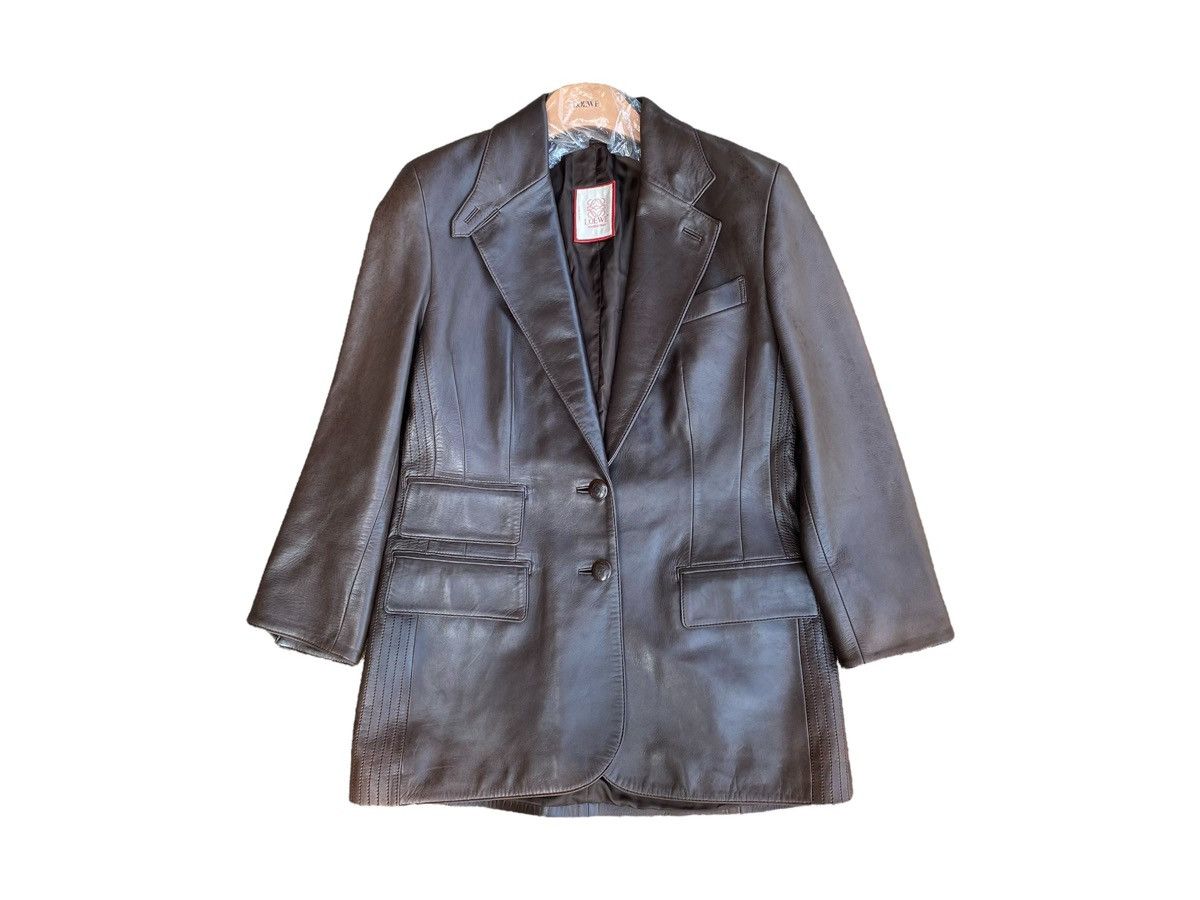 Vintage Loewe Chocolate Napa Pocket Leather Blazer Jacket