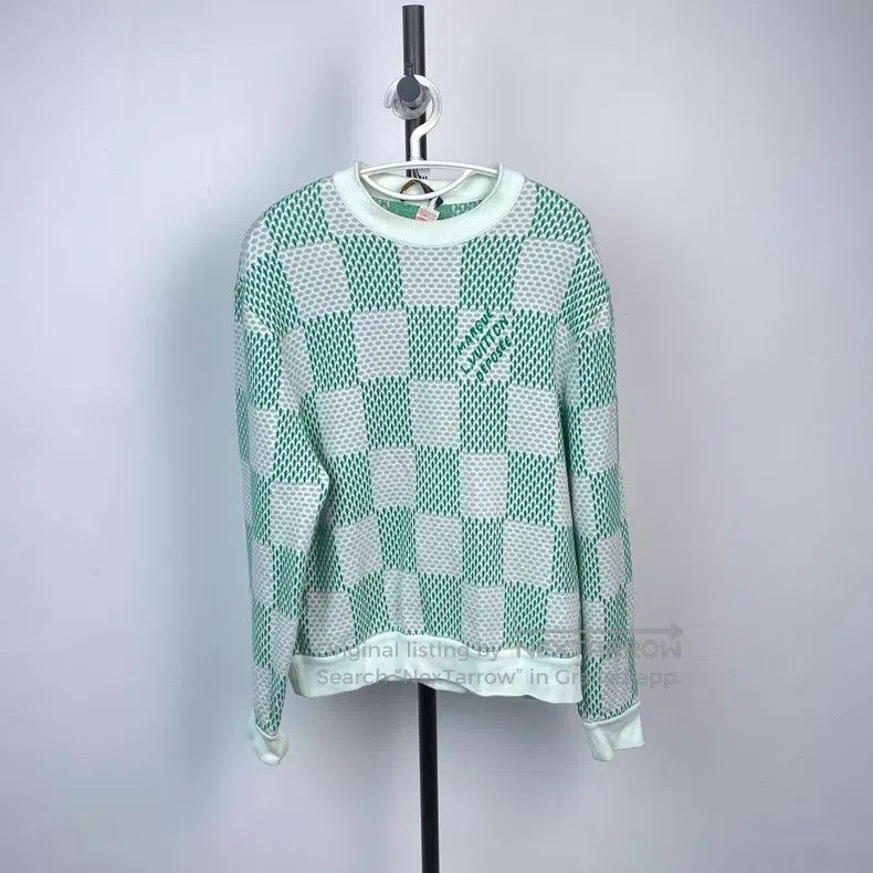 Louis Vuitton Louis Vuitton White and green checkerboard crewneck sweats Size US S / EU 44-46 / 1 - 1 Thumbnail