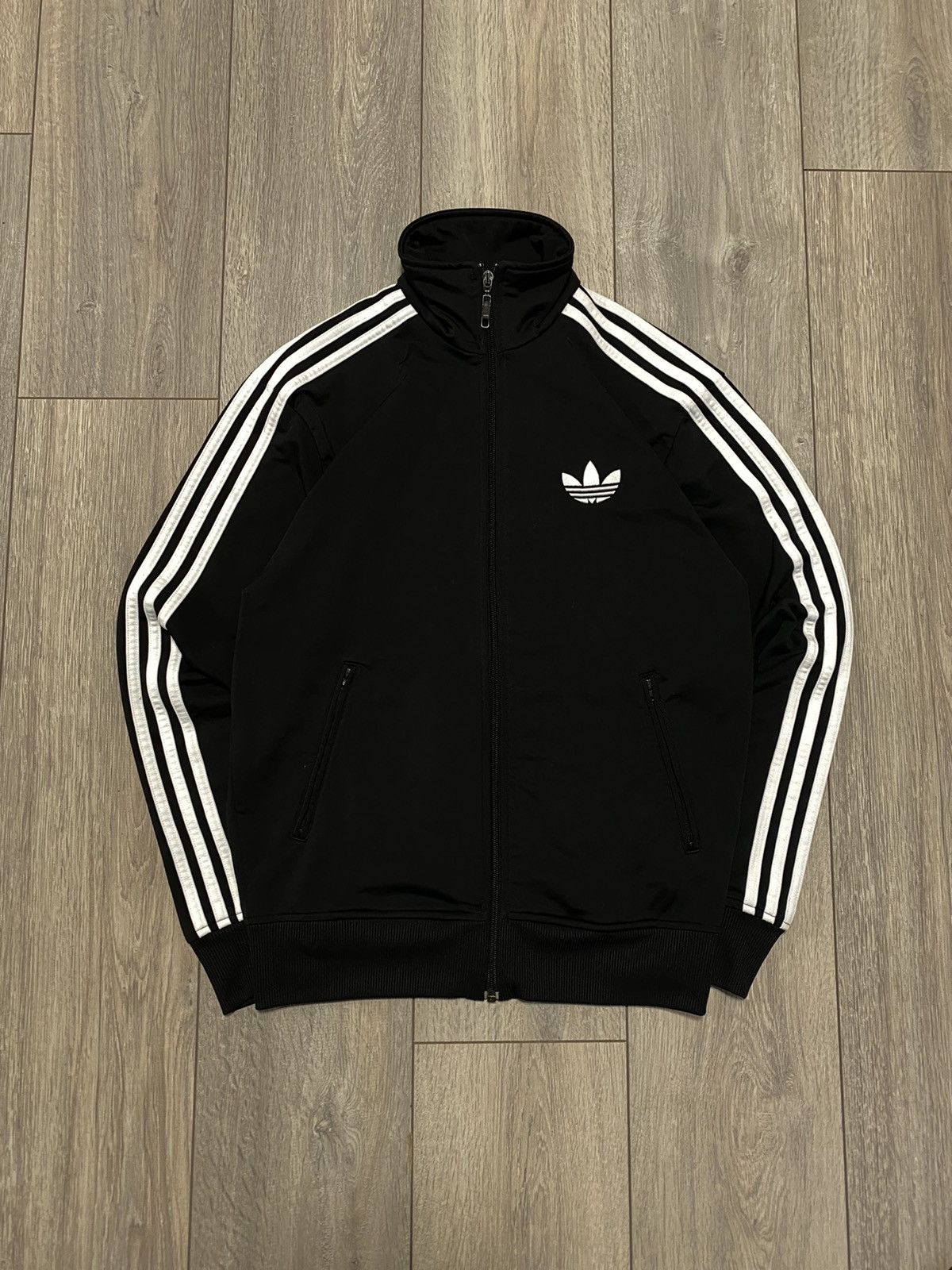 Vintage Adidas Firebird Trefoil Track Jacket Zip Black Y2K - Main Image