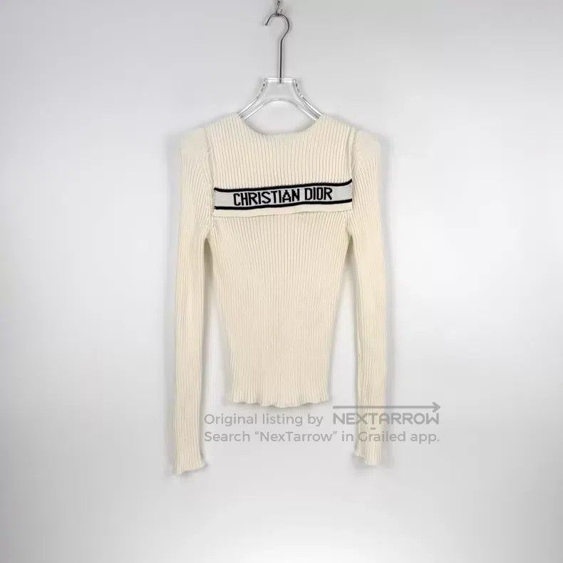 Dior Dior Milk white classic logo navy collar knitted long slee Size S / US 4 / IT 40 - 4 Thumbnail