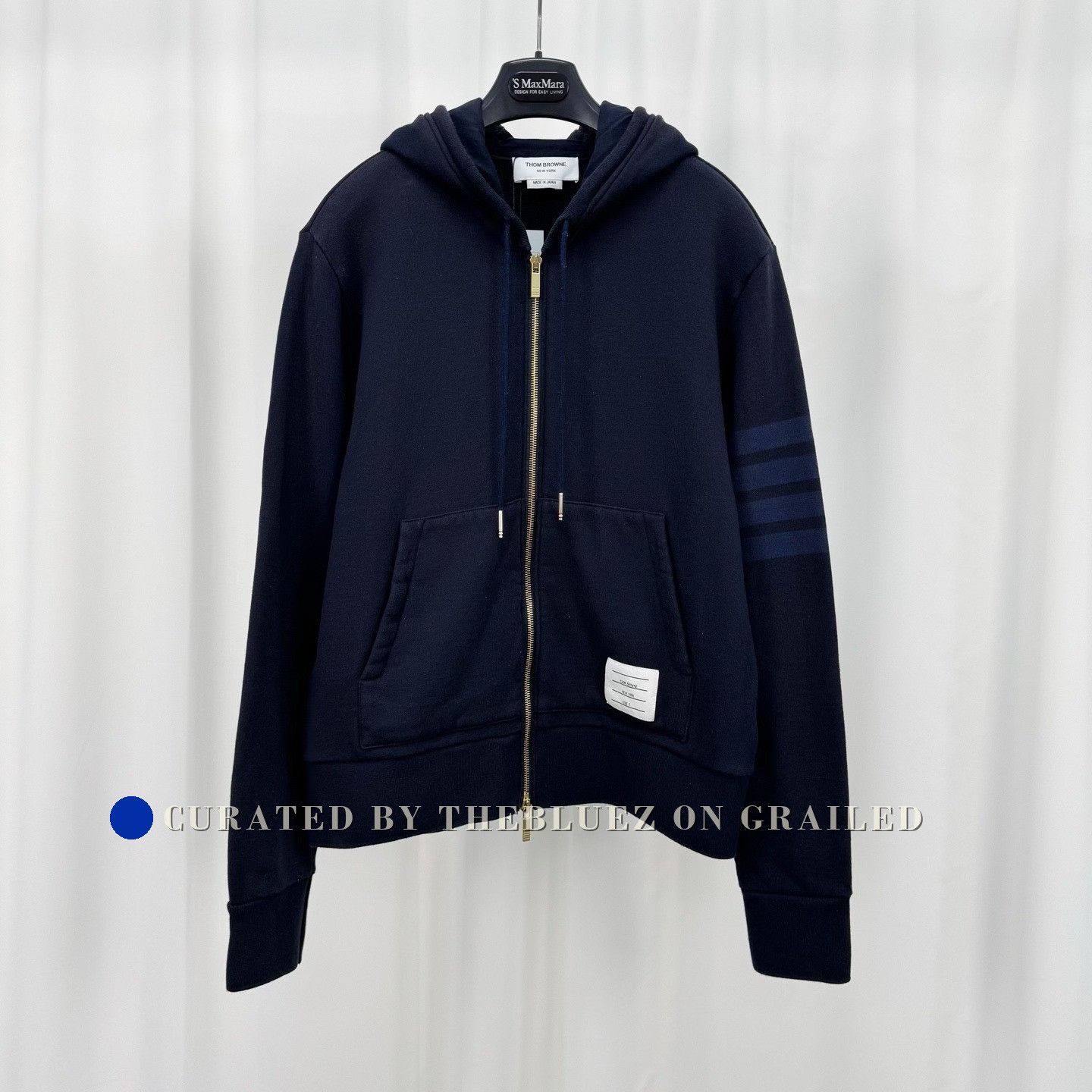 Thom Browne Thom Browne Dark Blue 4-Stripe Zip Sweatshirt Size US M / EU 48-50 / 2 - 1 Thumbnail