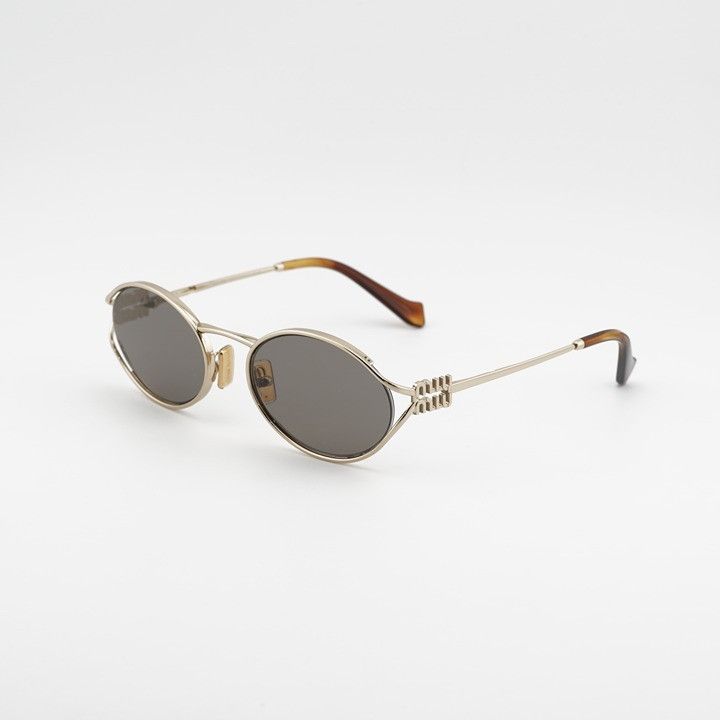 Miu Miu Miu Miu MU52YS ZVN80Q Sunglasses Gold Oval Frame, Dark Grey Size ONE SIZE - 2 Thumbnail